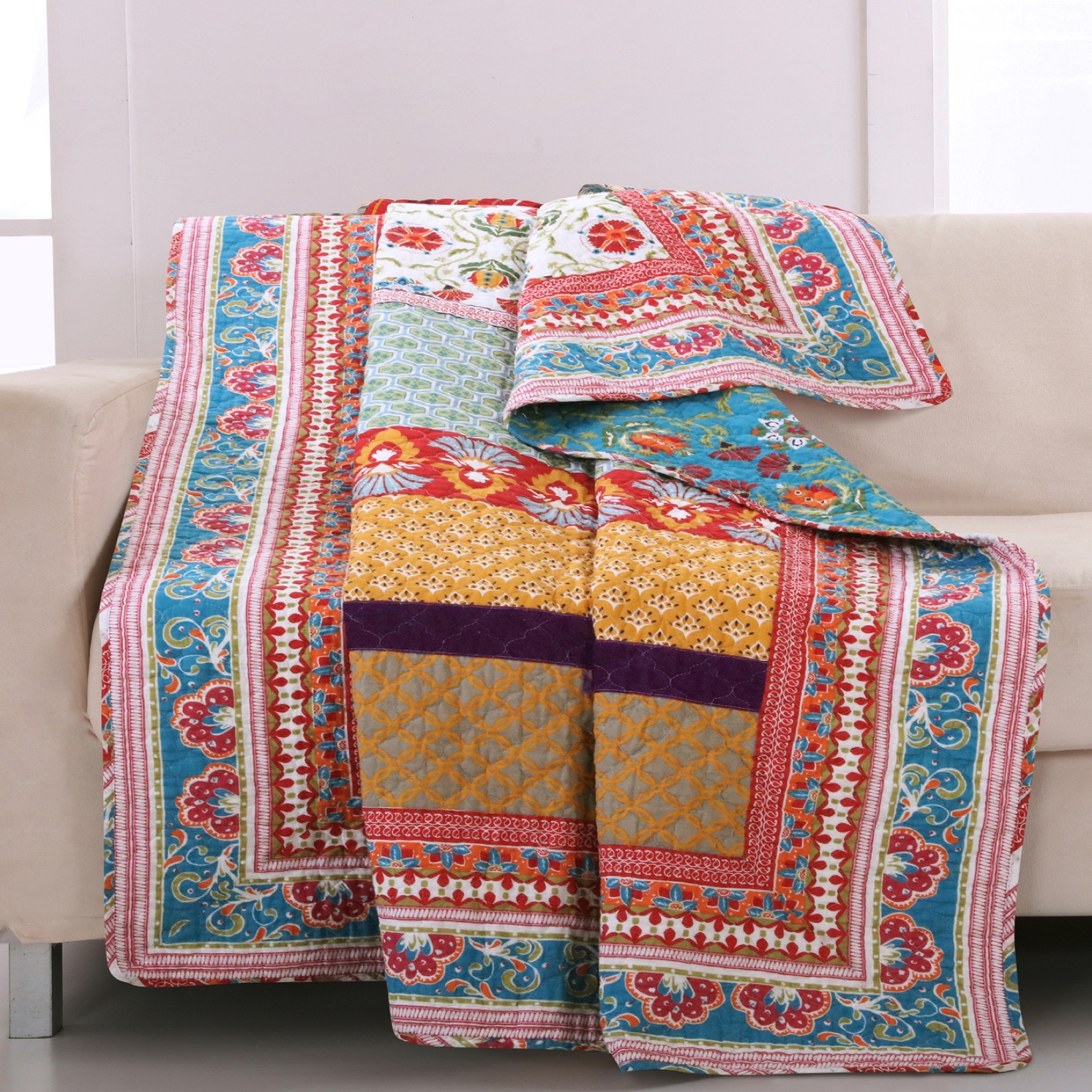 Thalia Quilted Throw Blanket, MULTI