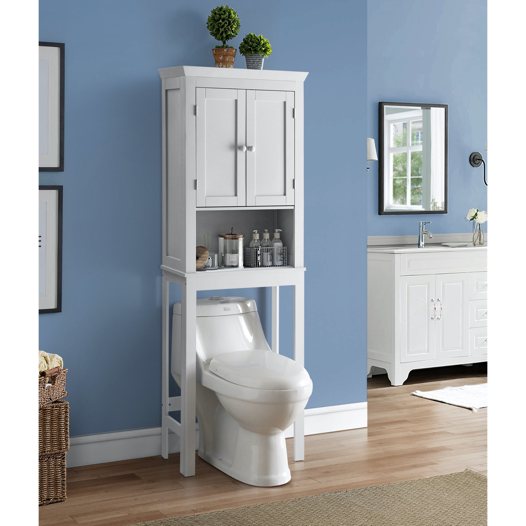 Rancho Bathroom Space Saver Cabinet, White, WHITE