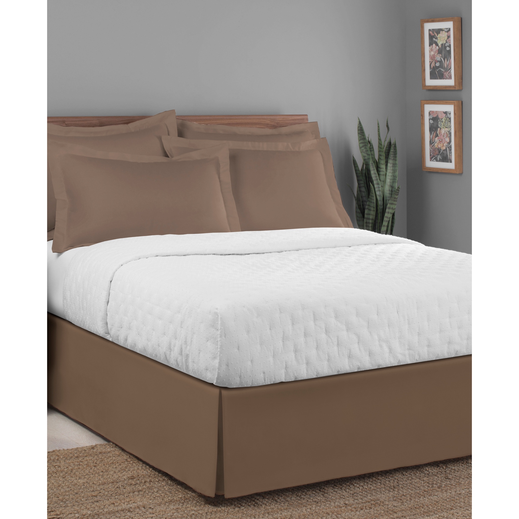 Luxury Hotel Classic Tailored 14&quot; Drop Mocha Bed Skirt, 