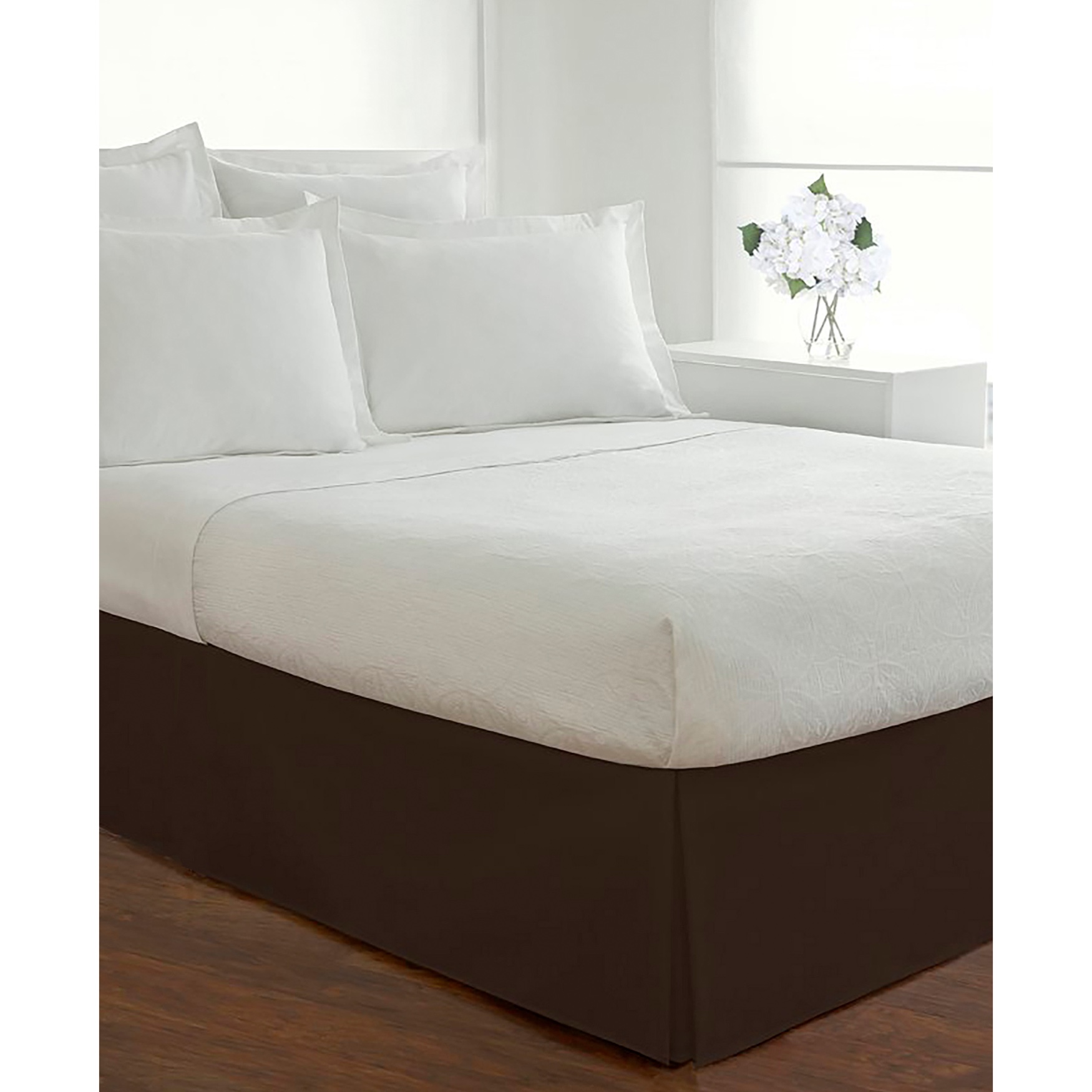 Luxury Hotel Classic Tailored 14&quot; Drop Chocolate Bed Skirt, 