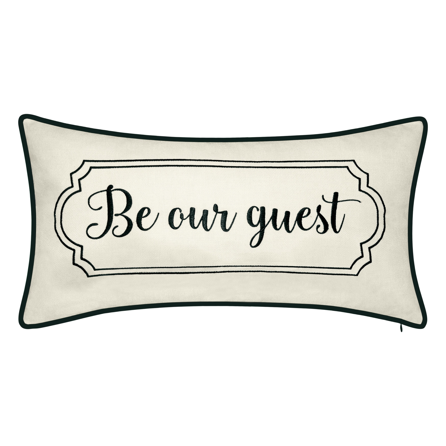 Celebrations &quot;&quot;Be Our Guest&quot;&quot; Embroidered Decorative Pillow , OYSTER BLACK