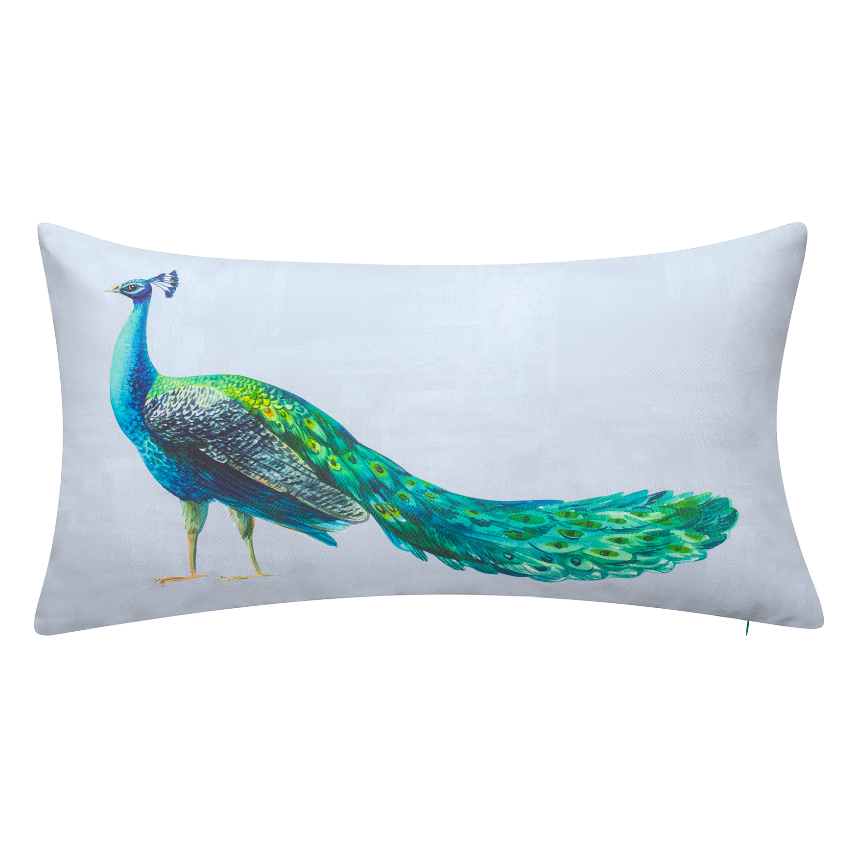 Indoor & Outdoor Dramatic Peacock Lumbar Decorative Pillow, SKY MULTI
