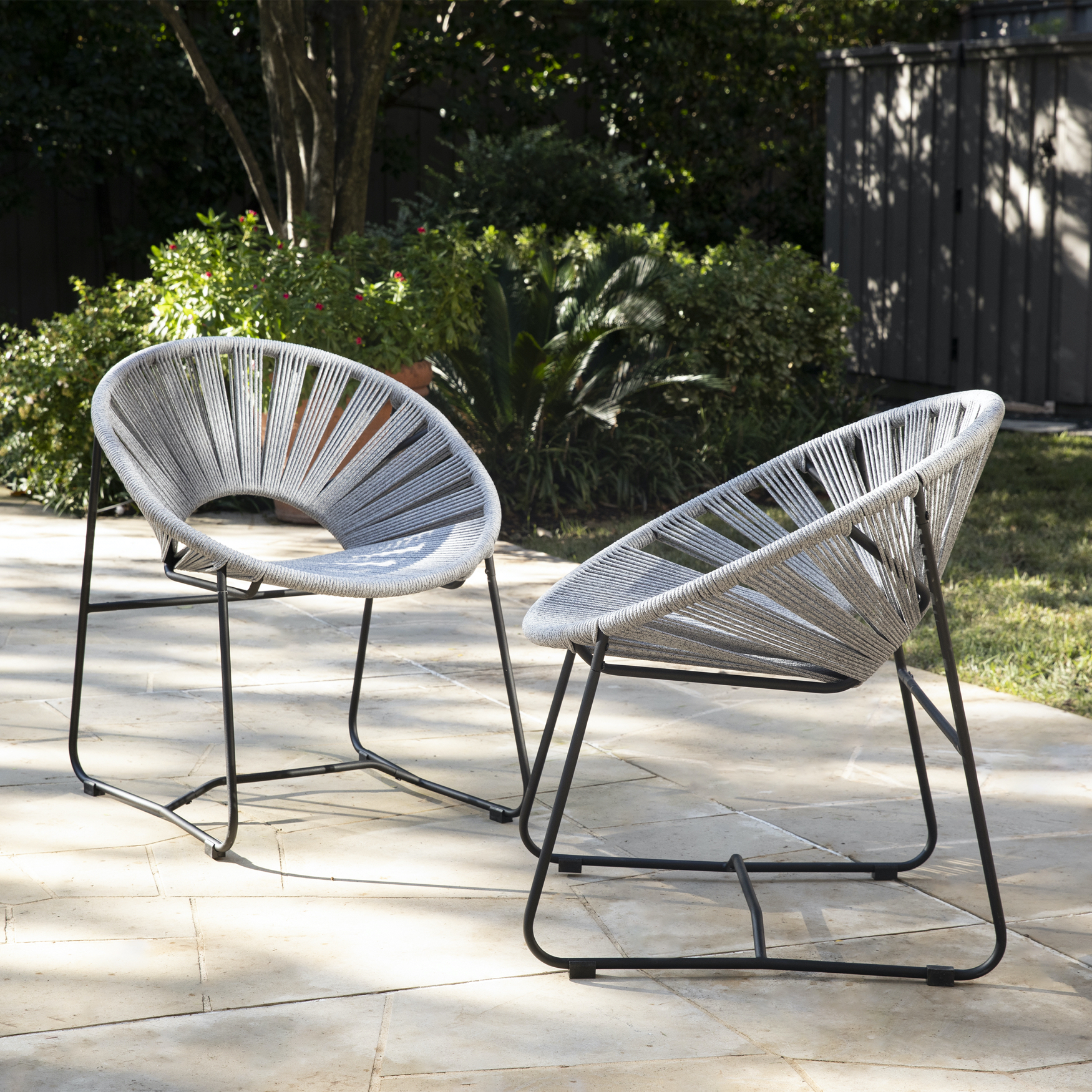 Rondly Outdoor Rope Chairs – 2pc Set, GRAY
