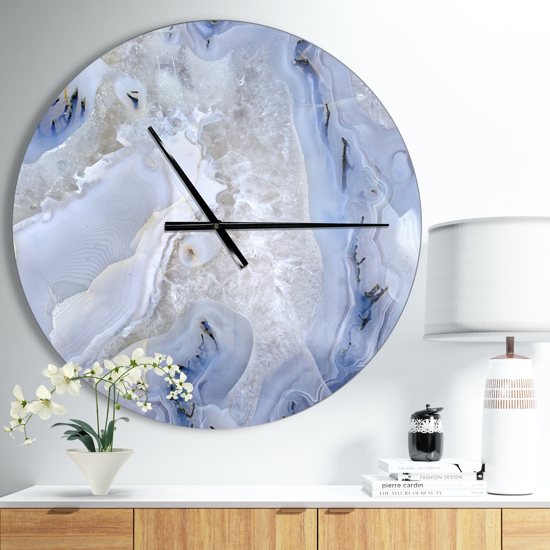 Agate Stone Modern Wall Clock, WHITE