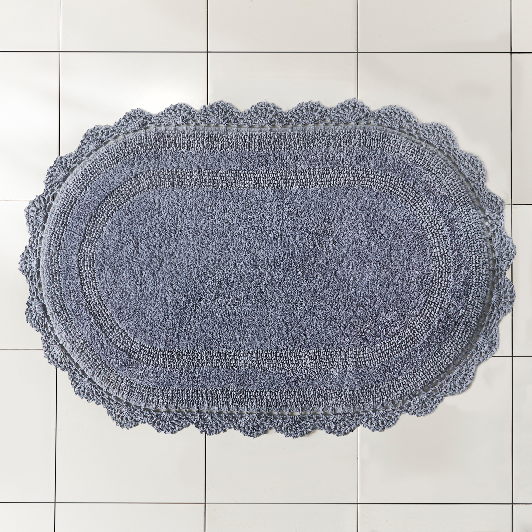 Oval Crochet Bath Rug, 