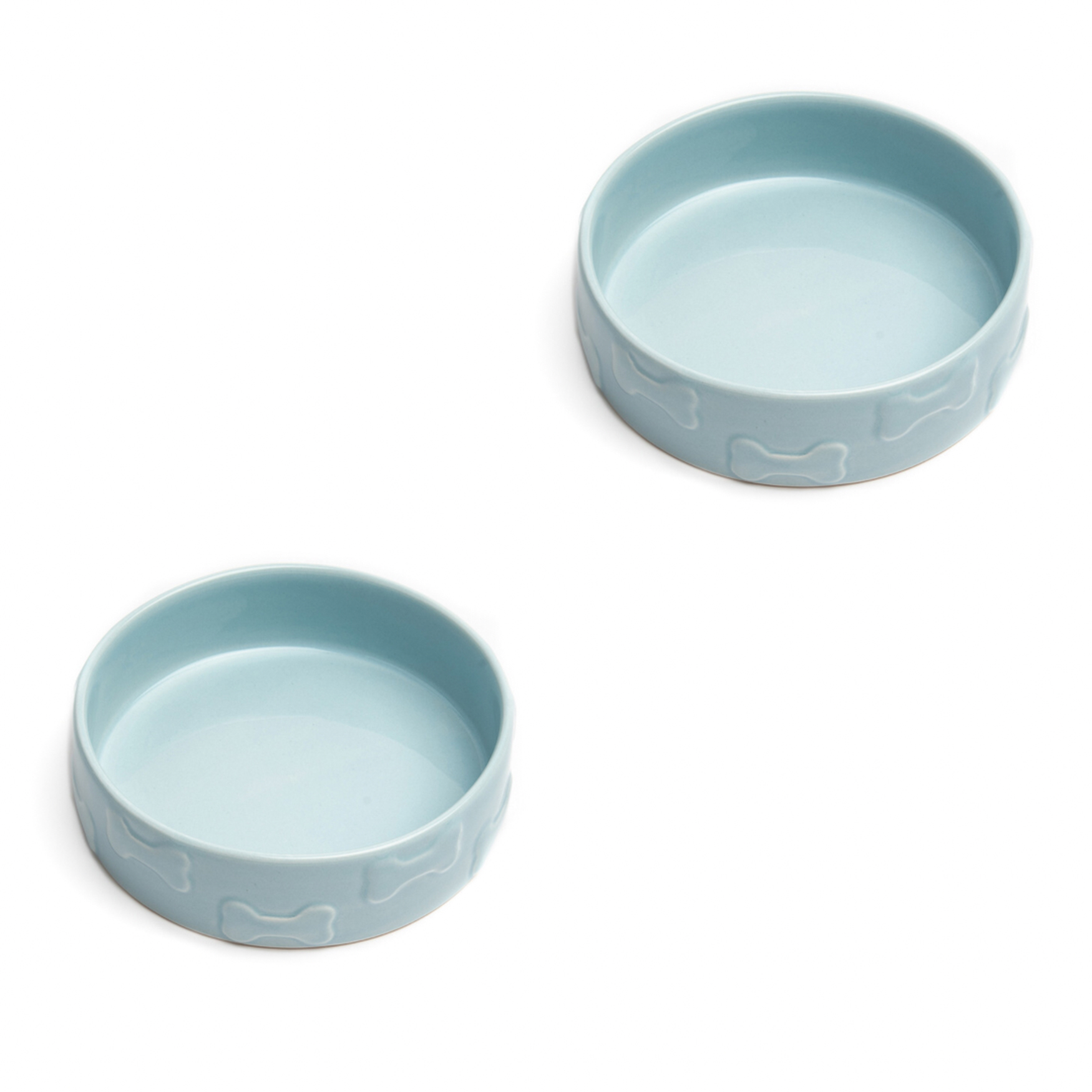 Set Of Two Manor Blue Small Pet Dog Cat Bowls, BLUE