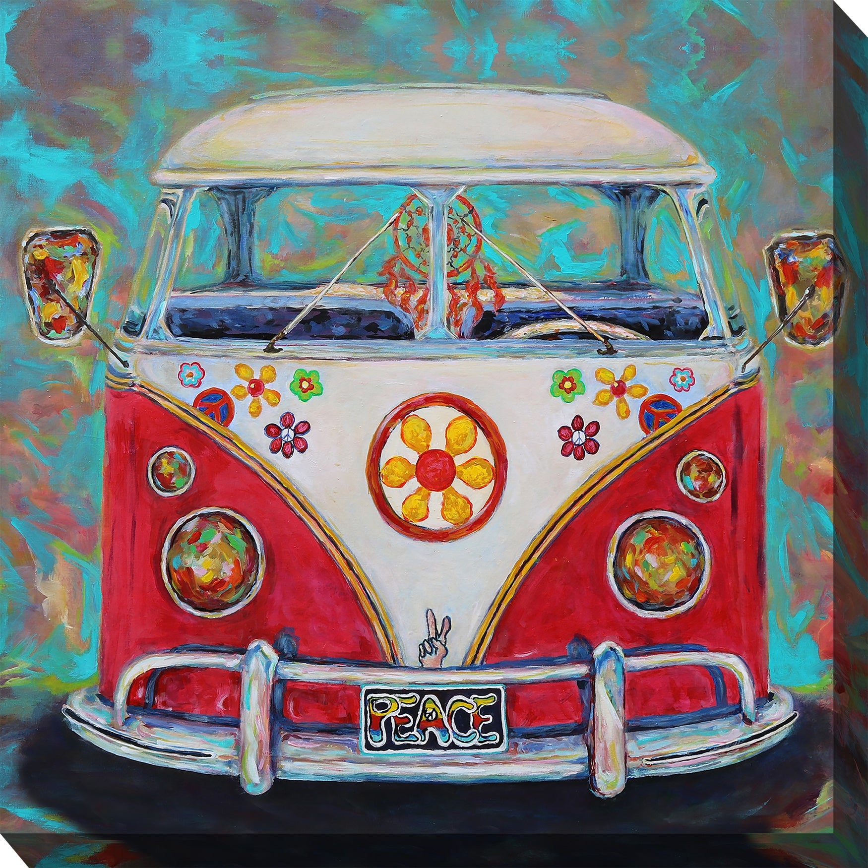 Hippie Van Wall Art Outdoor Canvas Print Multi King Size