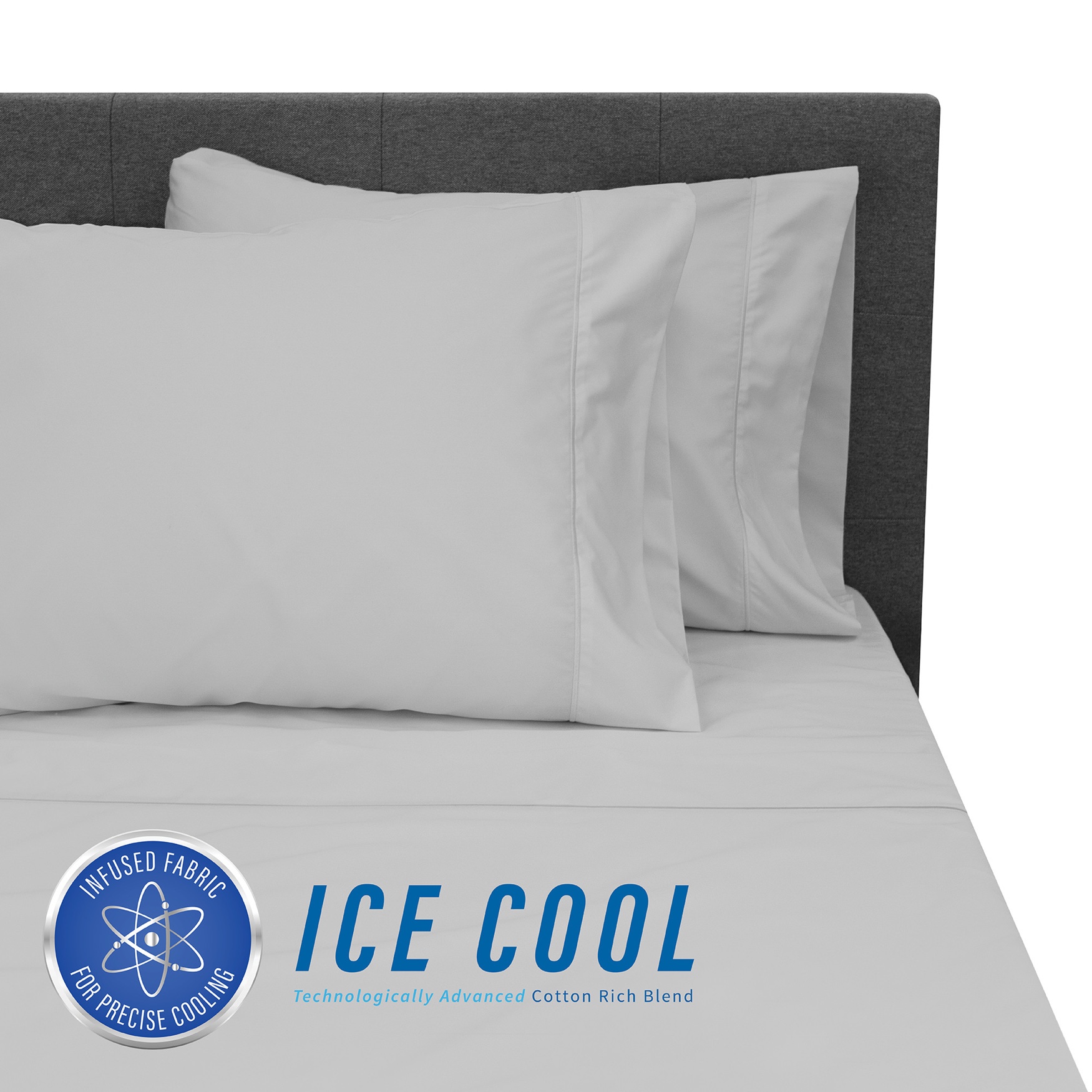 SensorPEDIC Ice Cool 400 Thread Count Cotton-Rich Grey Sheet Set, 
