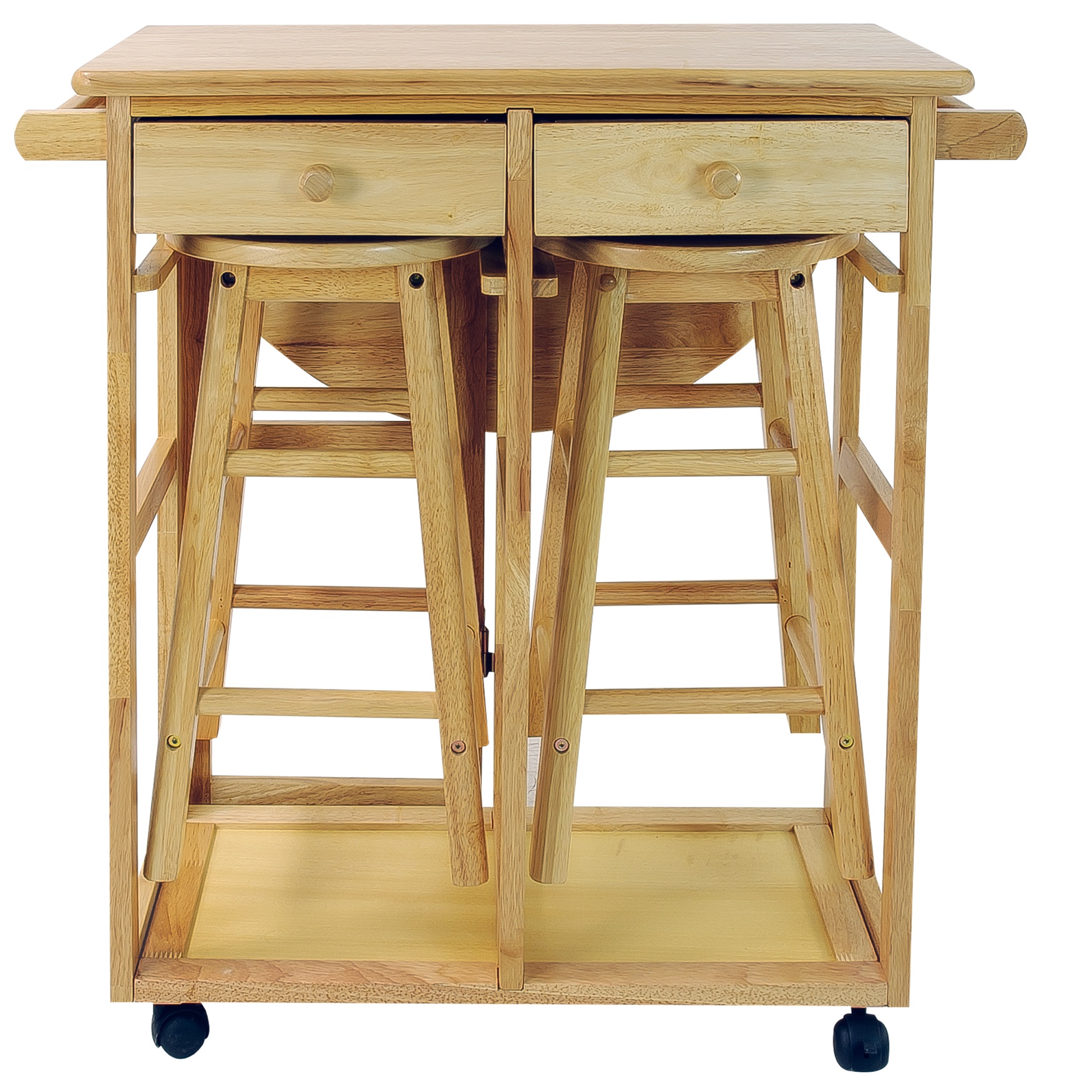 Breakfast Cart with Drop-Leaf Table-Natural, NATURAL