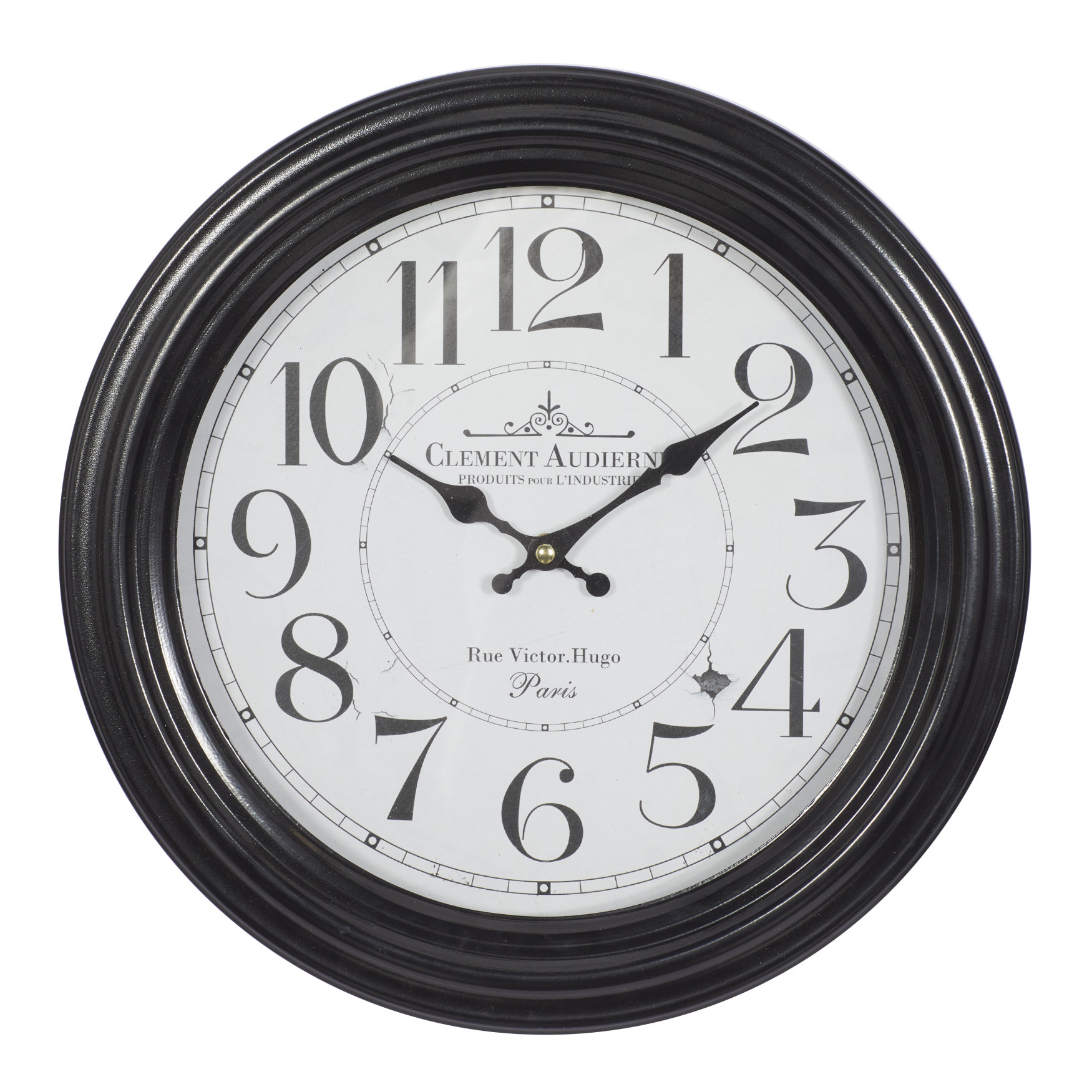Round Black Wood Clement Audierne Wall Clock, BLACK