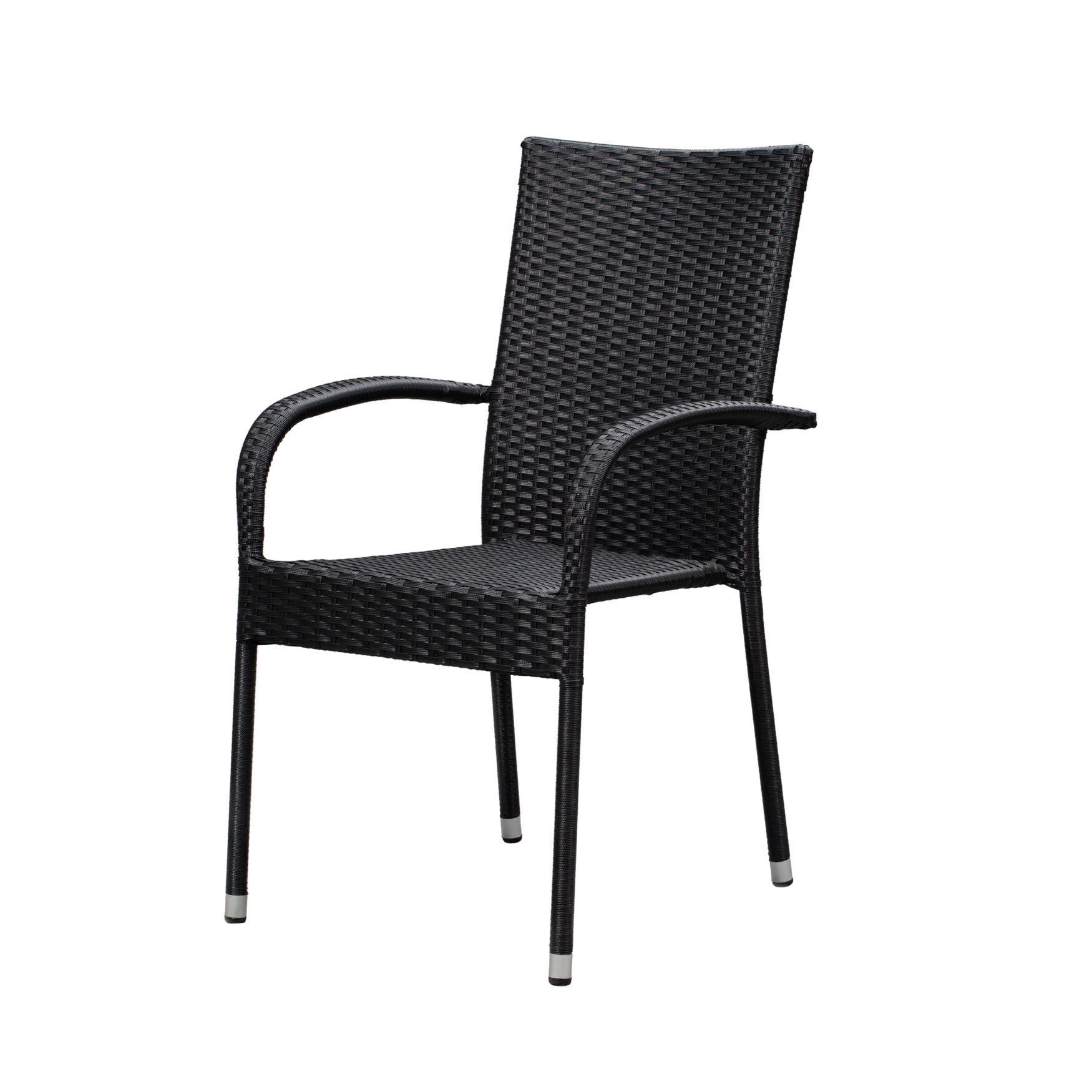 Morgan Outdoor Wicker Stacking Chair - Black - Set of 4, BLACK
