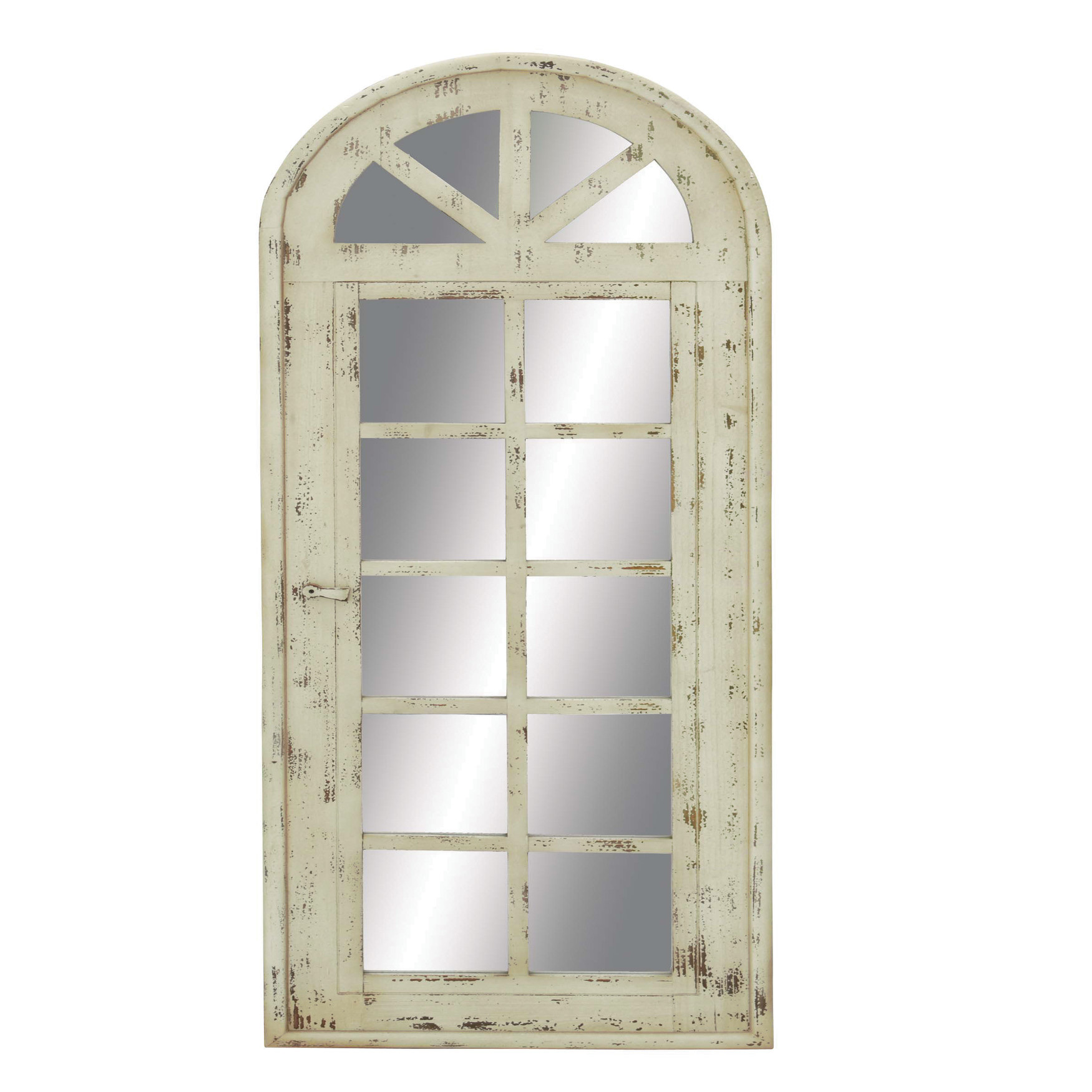 White Vintage Wood Floor Mirror, WHITE