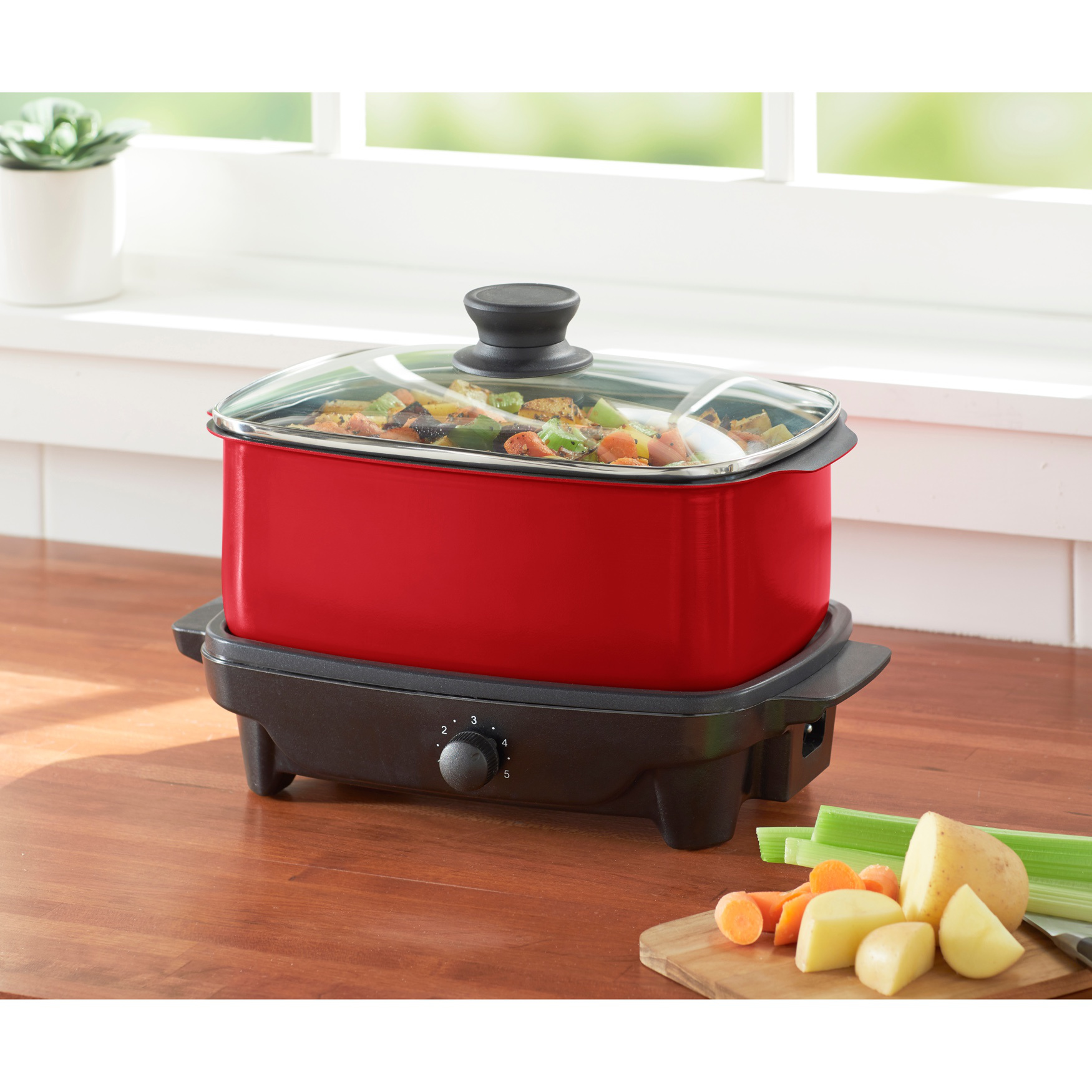 5-QT. Slow Cooker with Griddle & Tote Bag, RED