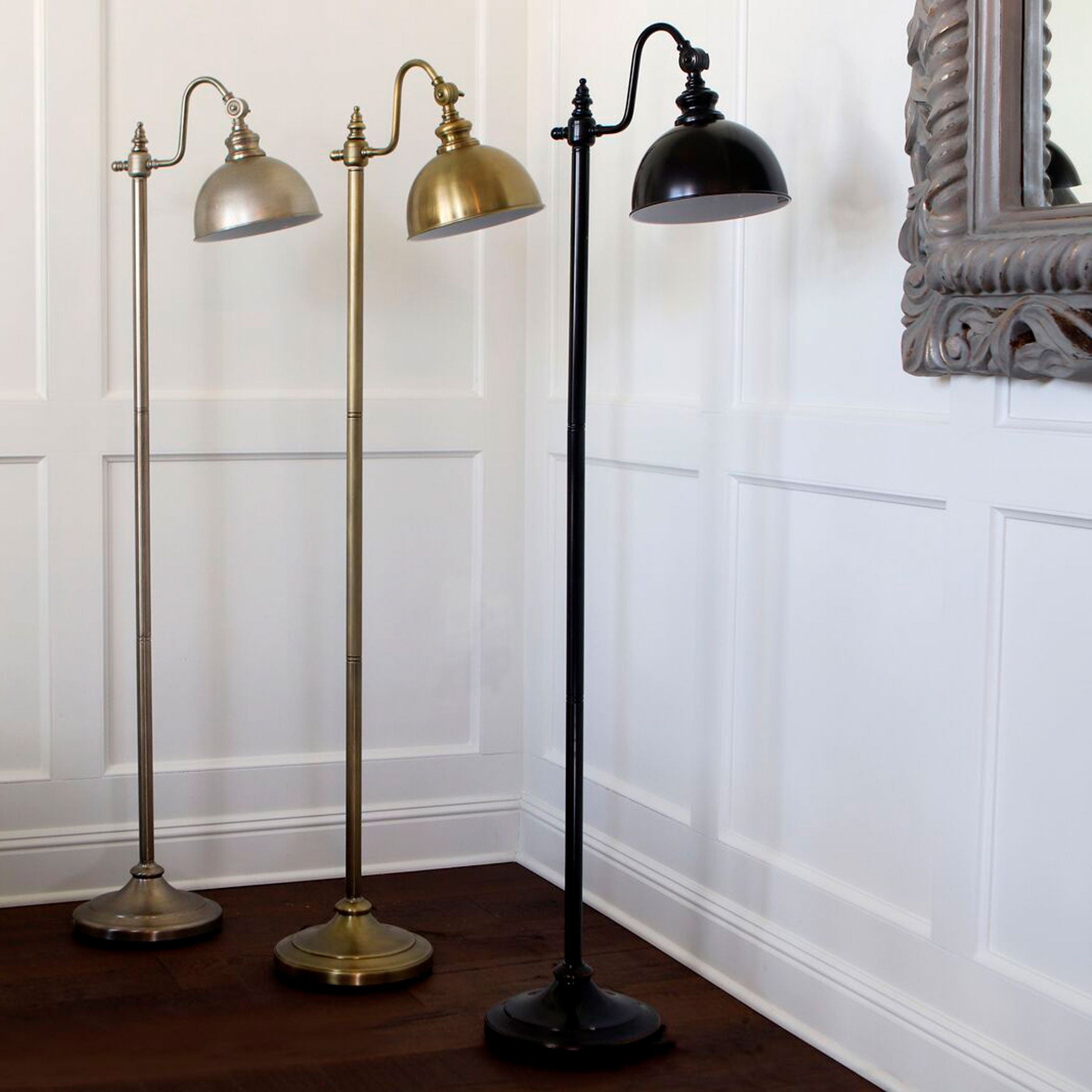 Chloe Pharmacy Floor Lamp Vintage Style, Silver King Size