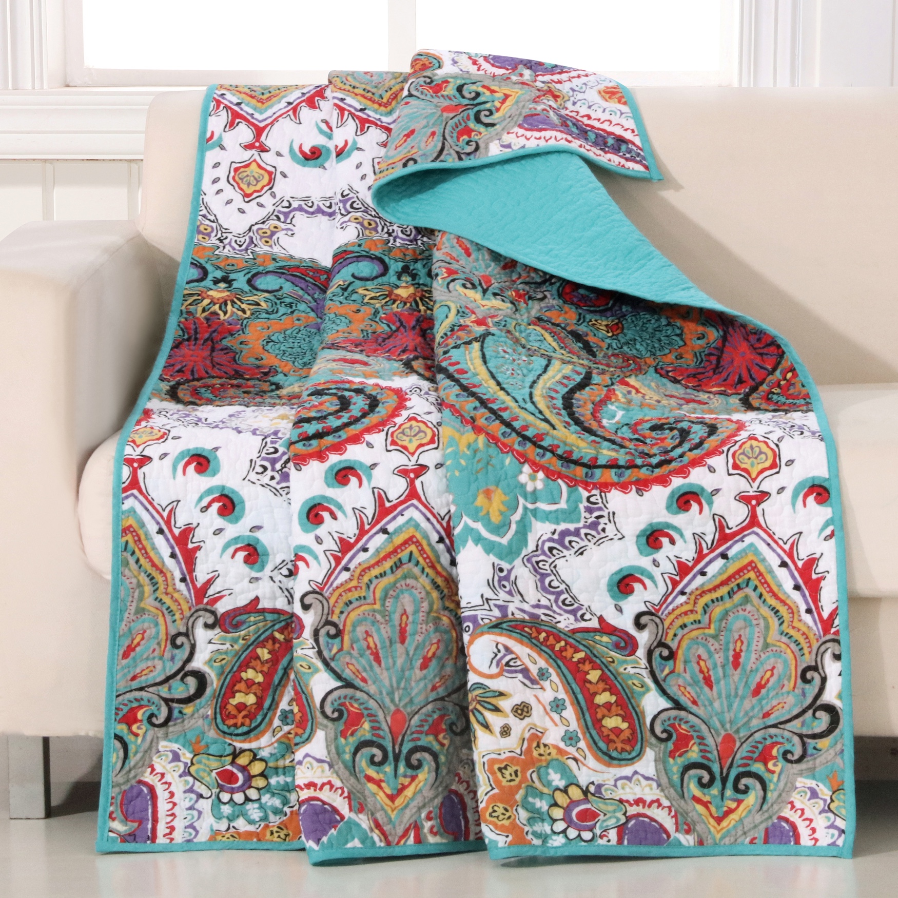 Nirvana Quilted Throw Blanket, TEAL