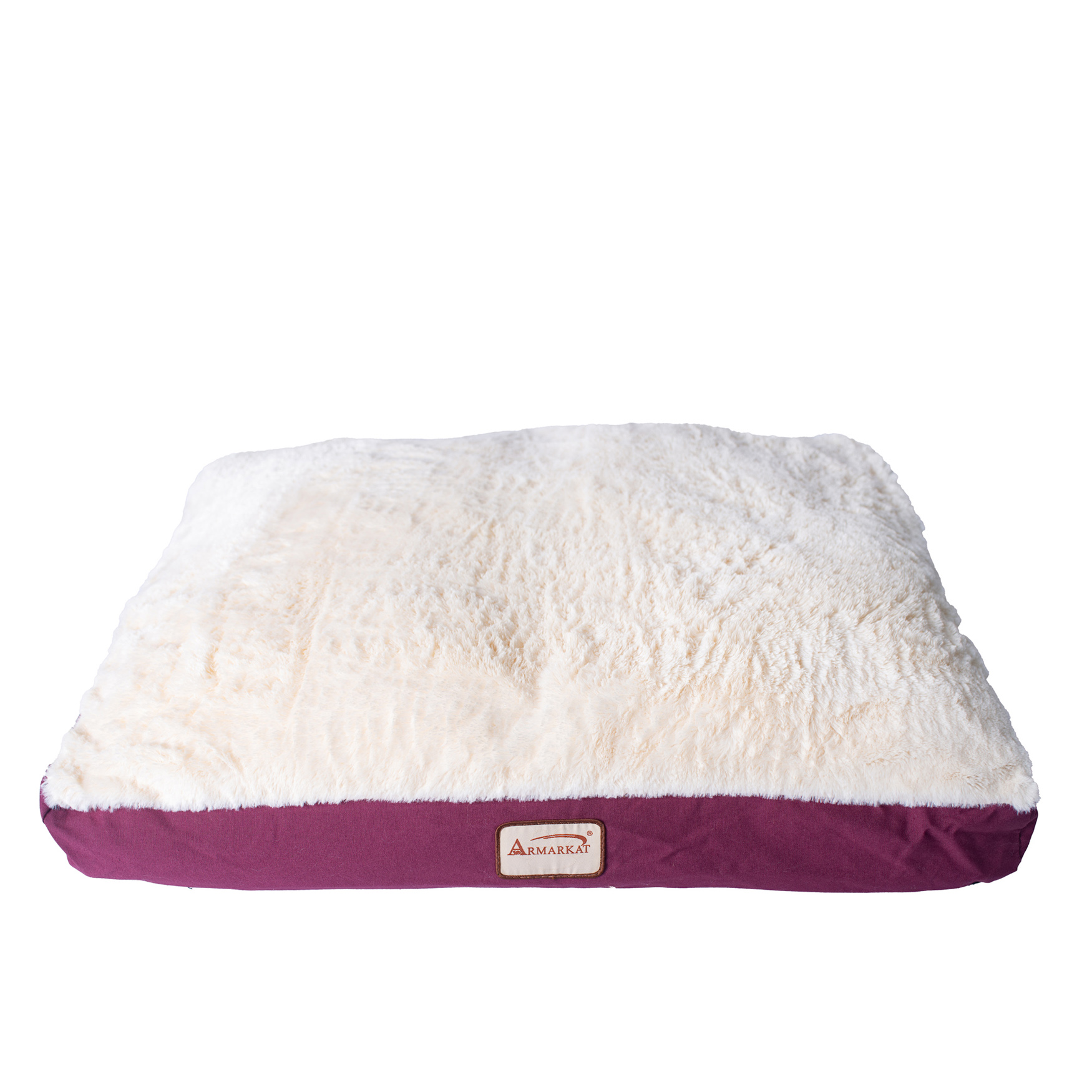 Double Extra Large Pet Dog Bed Mat With Poly Fill Cushion And Removable Cover, IVORY BURGUNDY