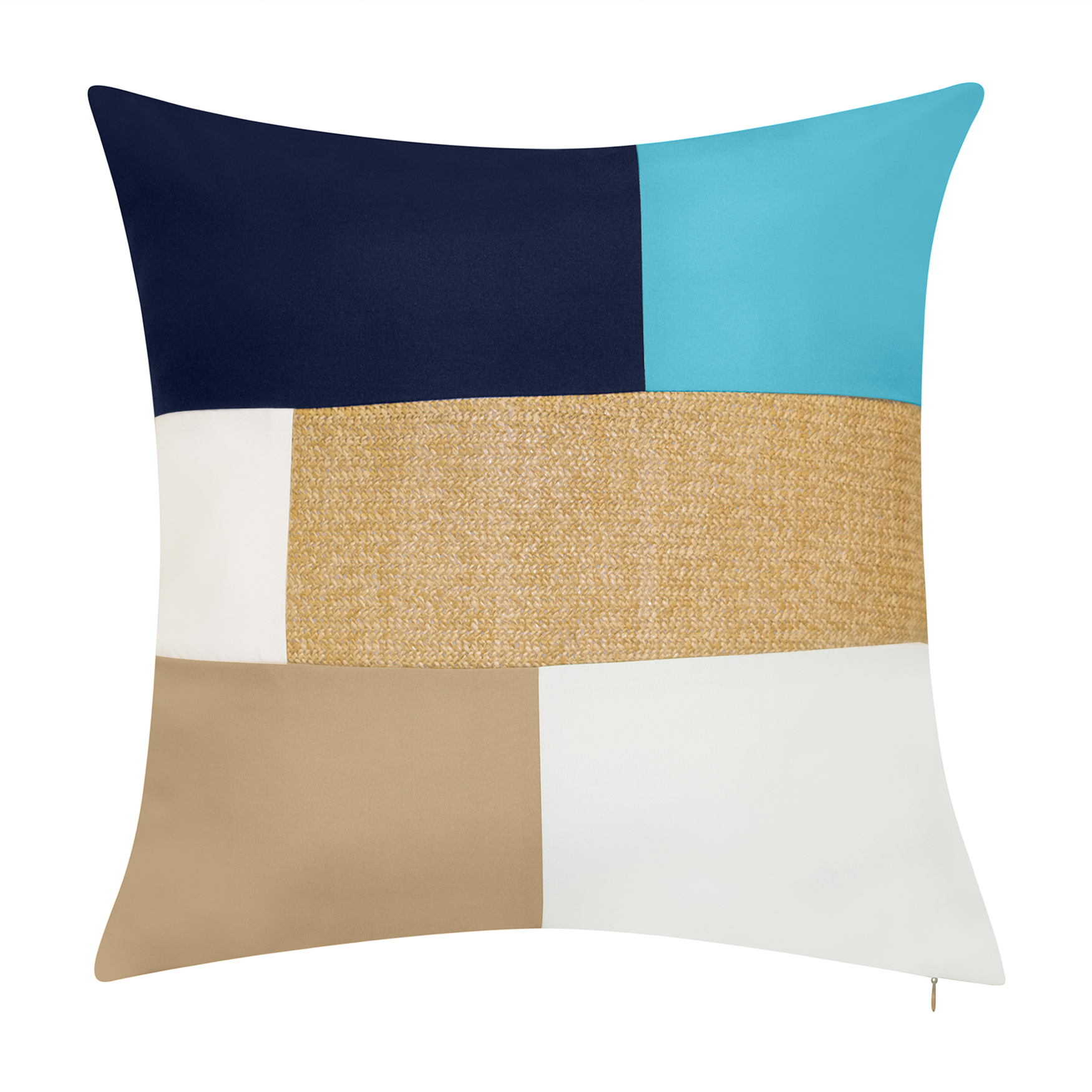 Indoor & Outdoor Colorblock Raffia Reversible Decorative Pillow, MULTI