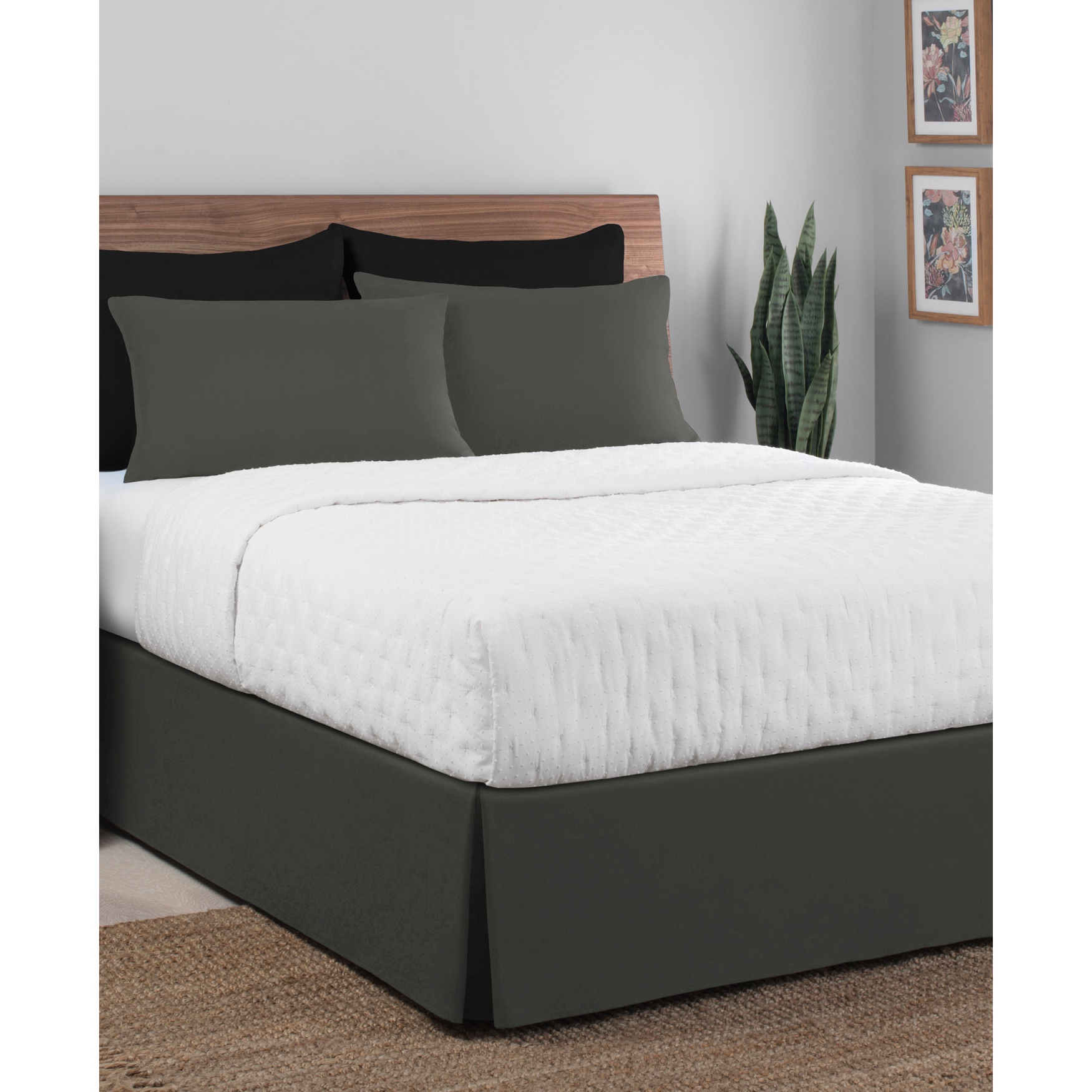 Luxury Hotel Classic Tailored 14&quot; Drop Grey Bed Skirt, 