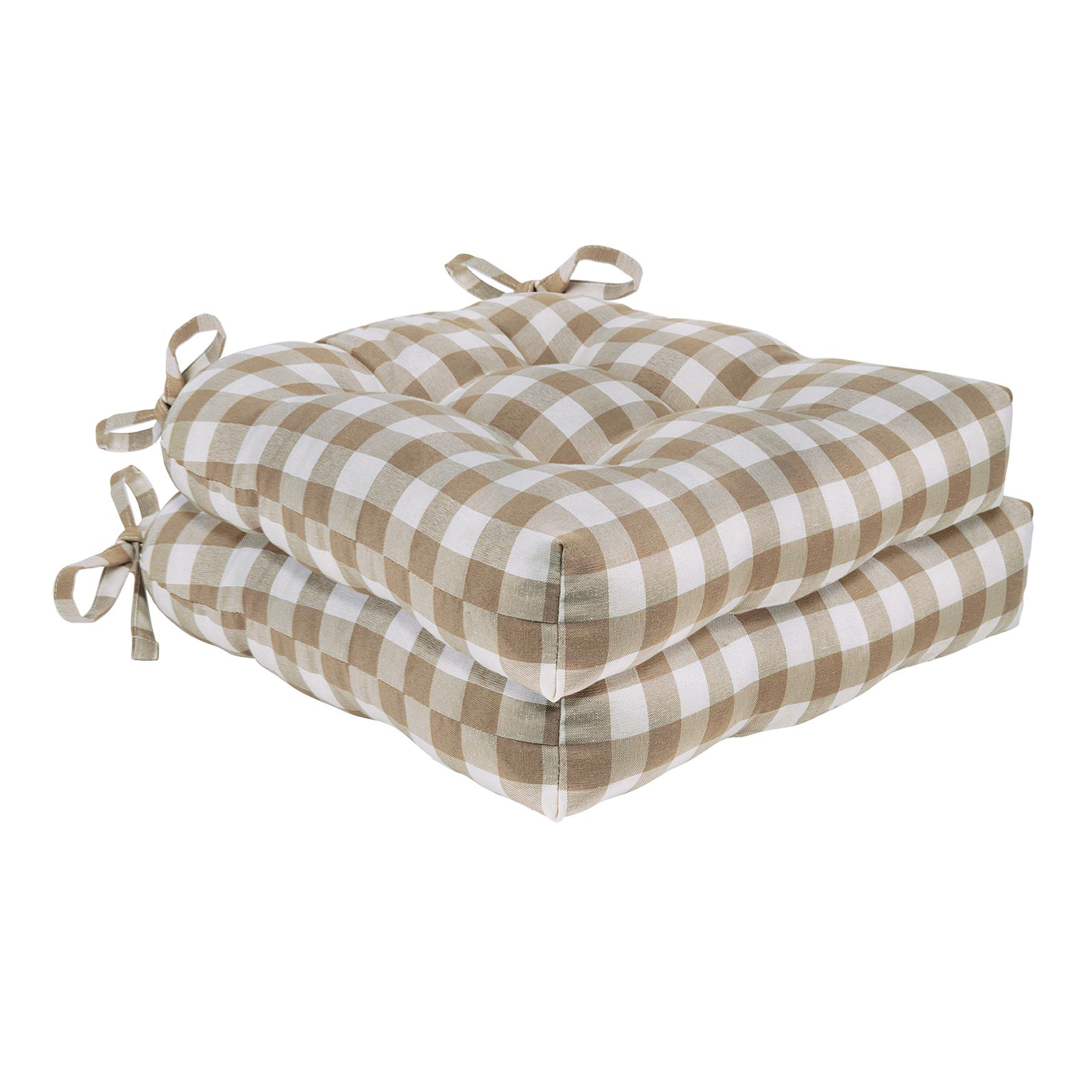 Buffalo Check Tufted Chair Seat Cushions Set of Two, 
