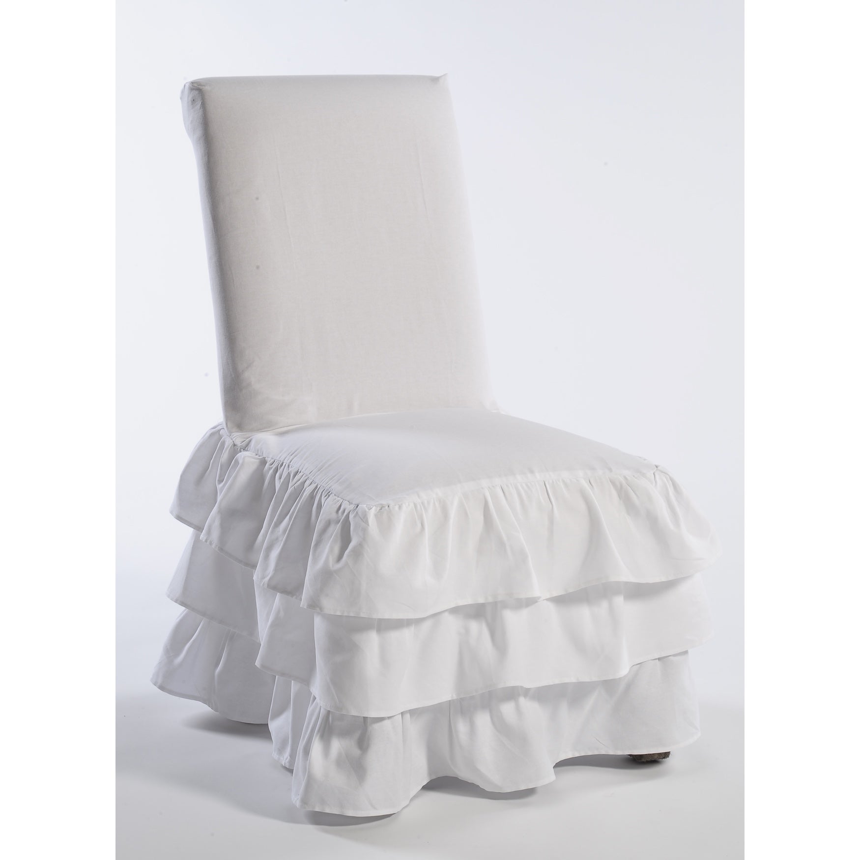 White clearance ruffled slipcover