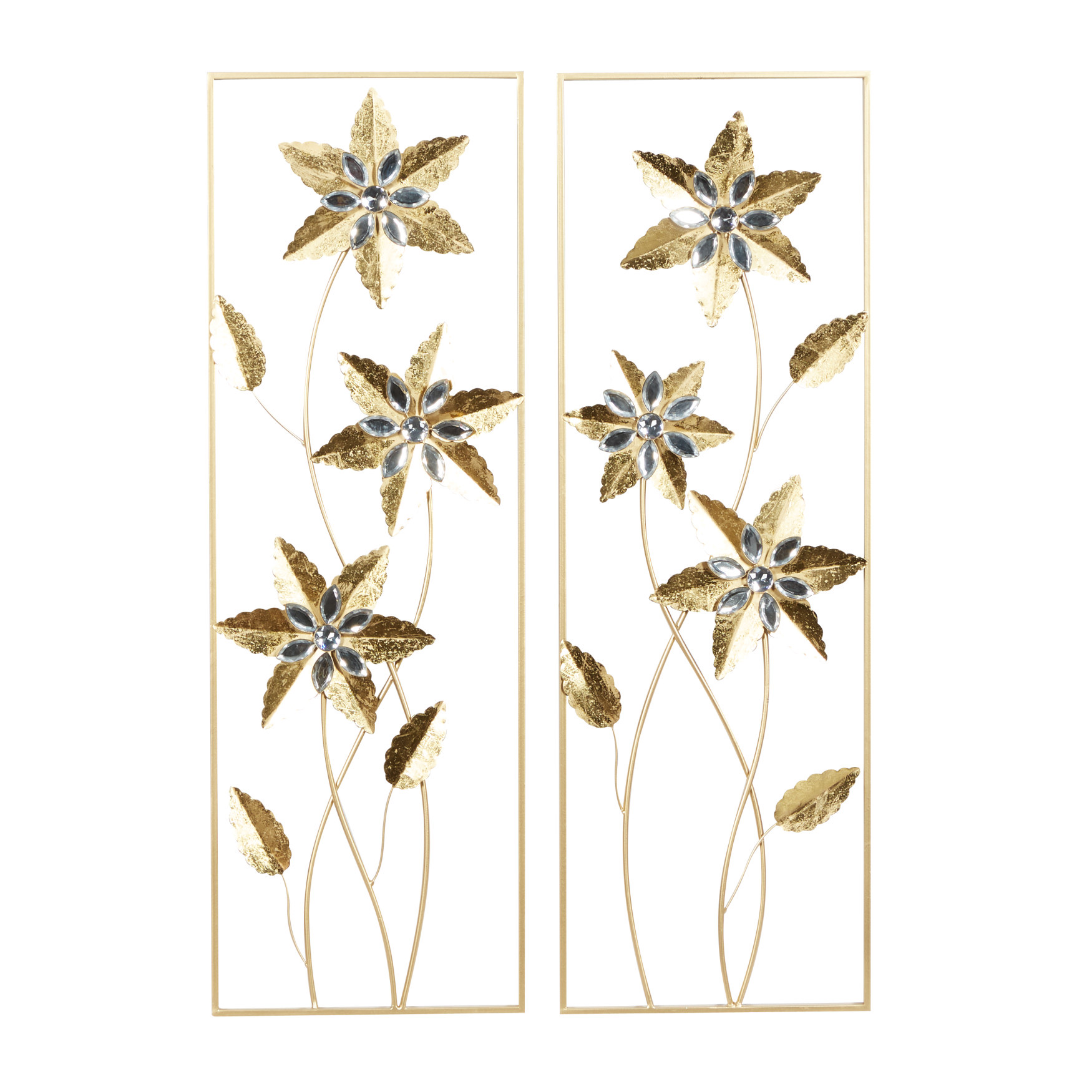 Set Of 2 Gold Metal Contemporary Wall Decor, GOLD