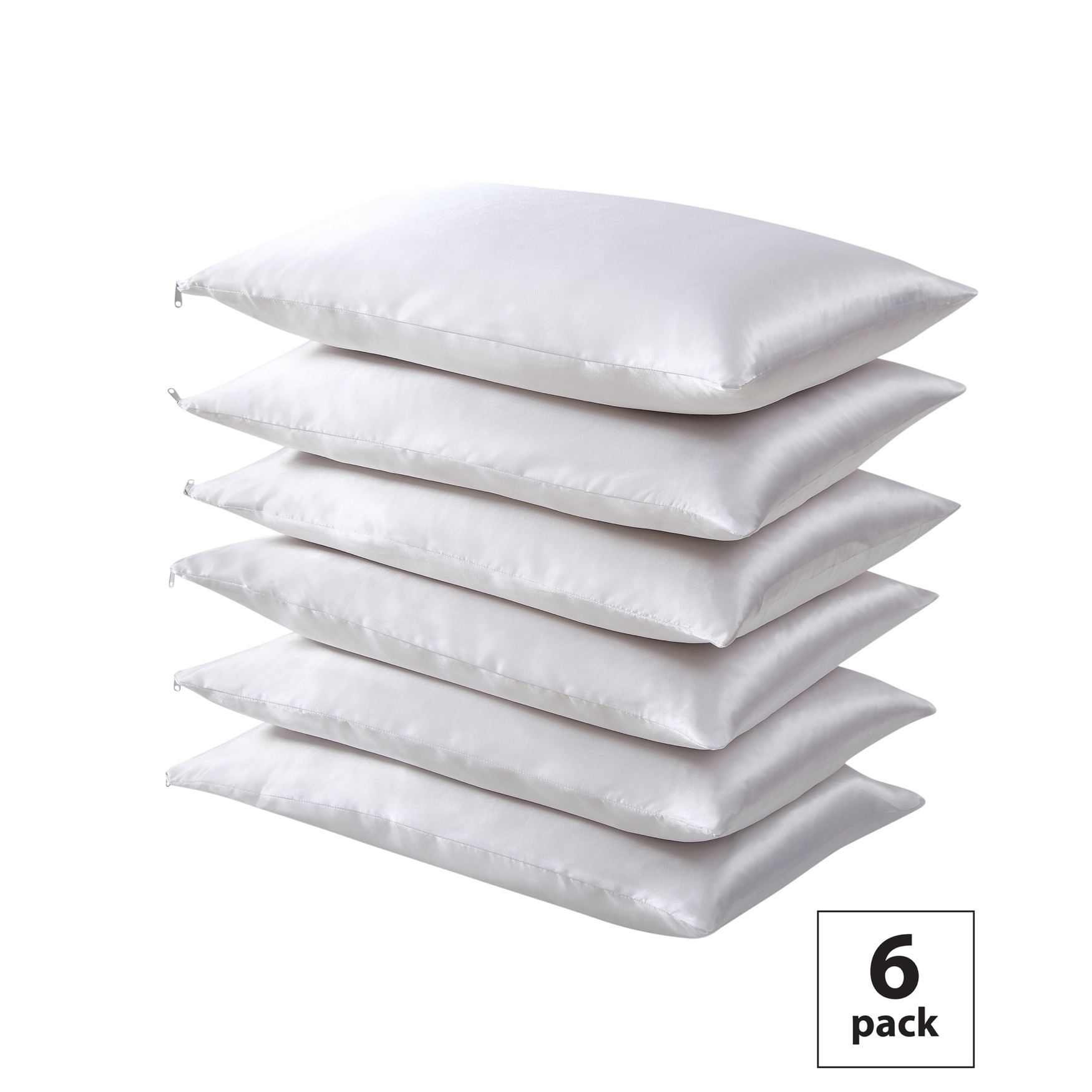 Fresh Ideas Satin Hair Keeper 6-Pack Pillow Protector Set, WHITE