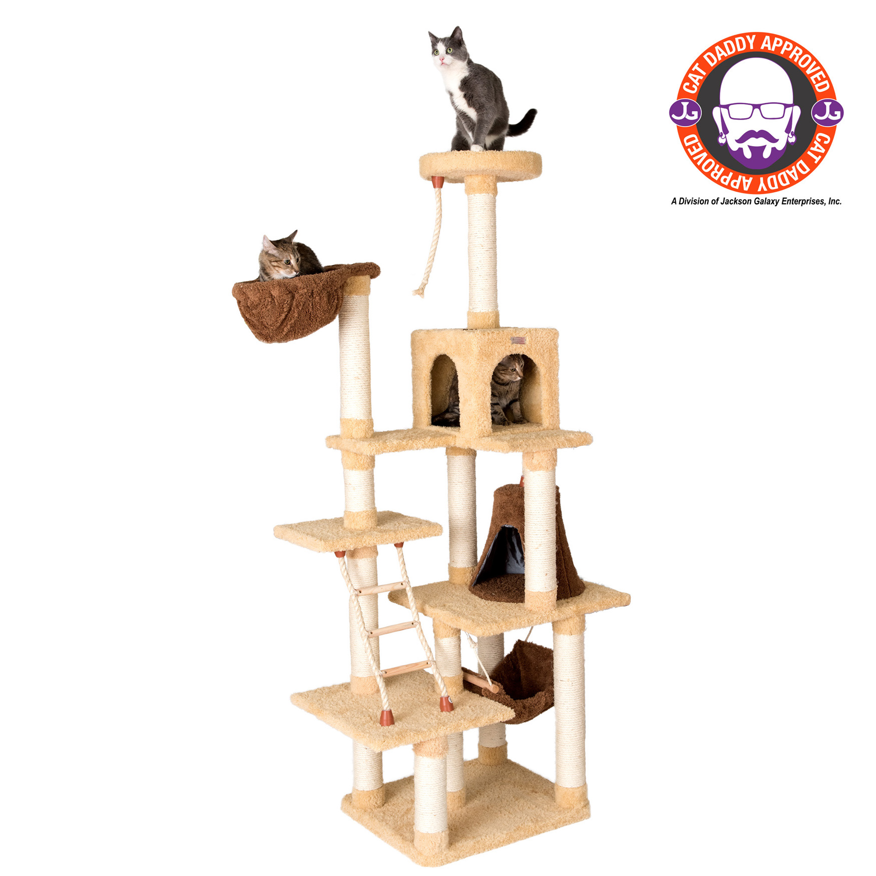 Cat Climber Play House, With Lounge Basket, GOLD