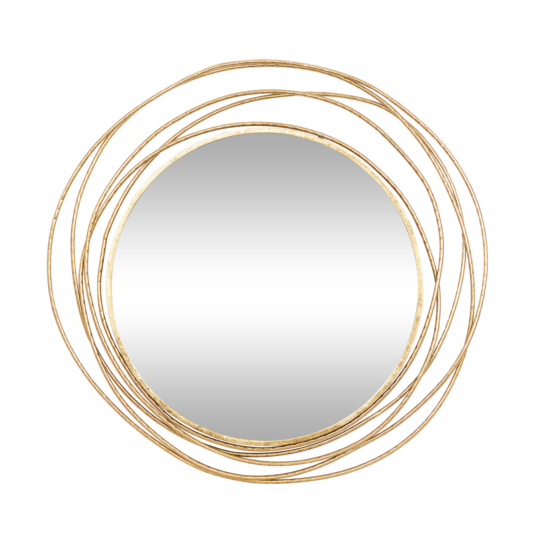 Gold Wood Contemporary Wall Mirror, GOLD