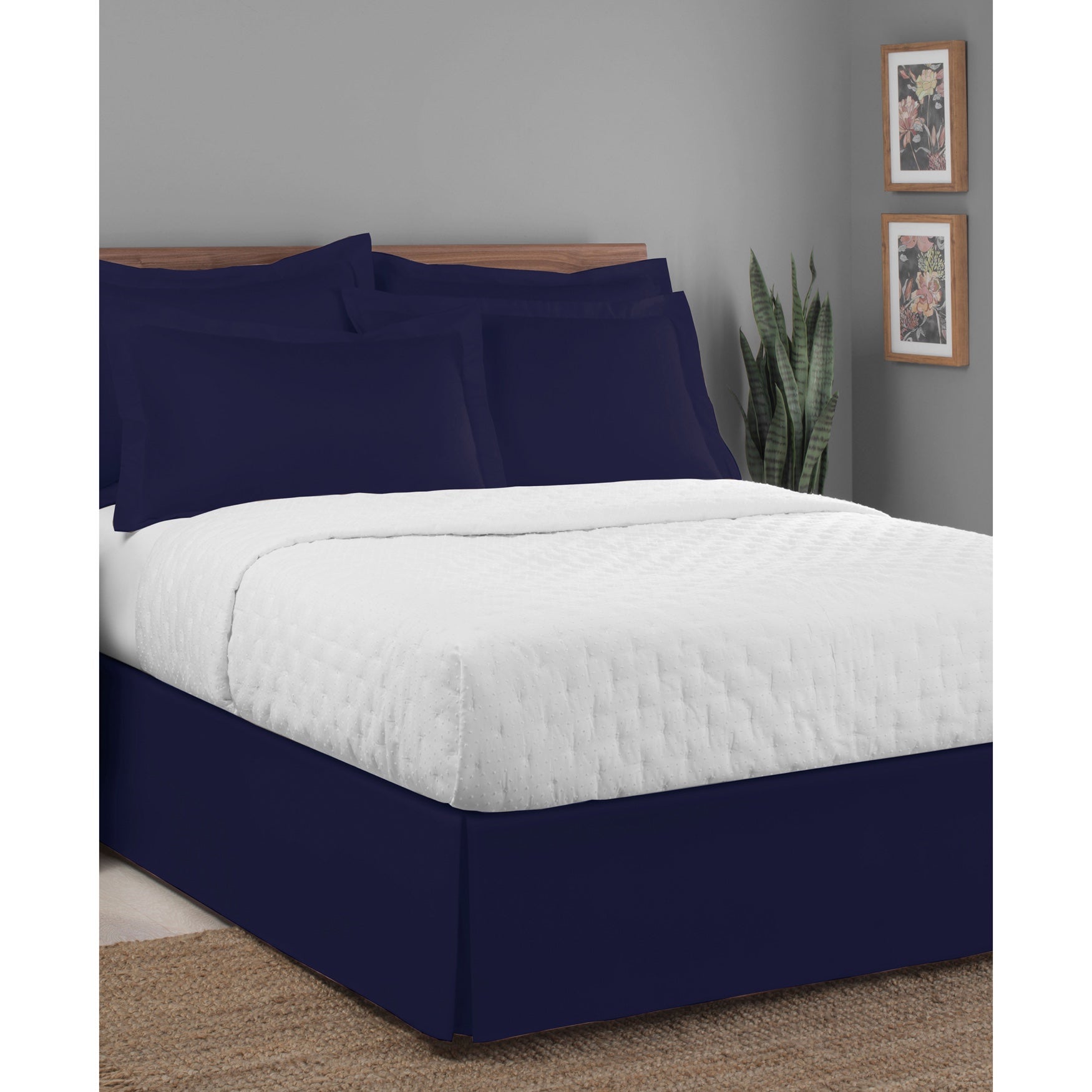 Luxury Hotel Classic Tailored 14" Drop Navy Bed Skirt ...