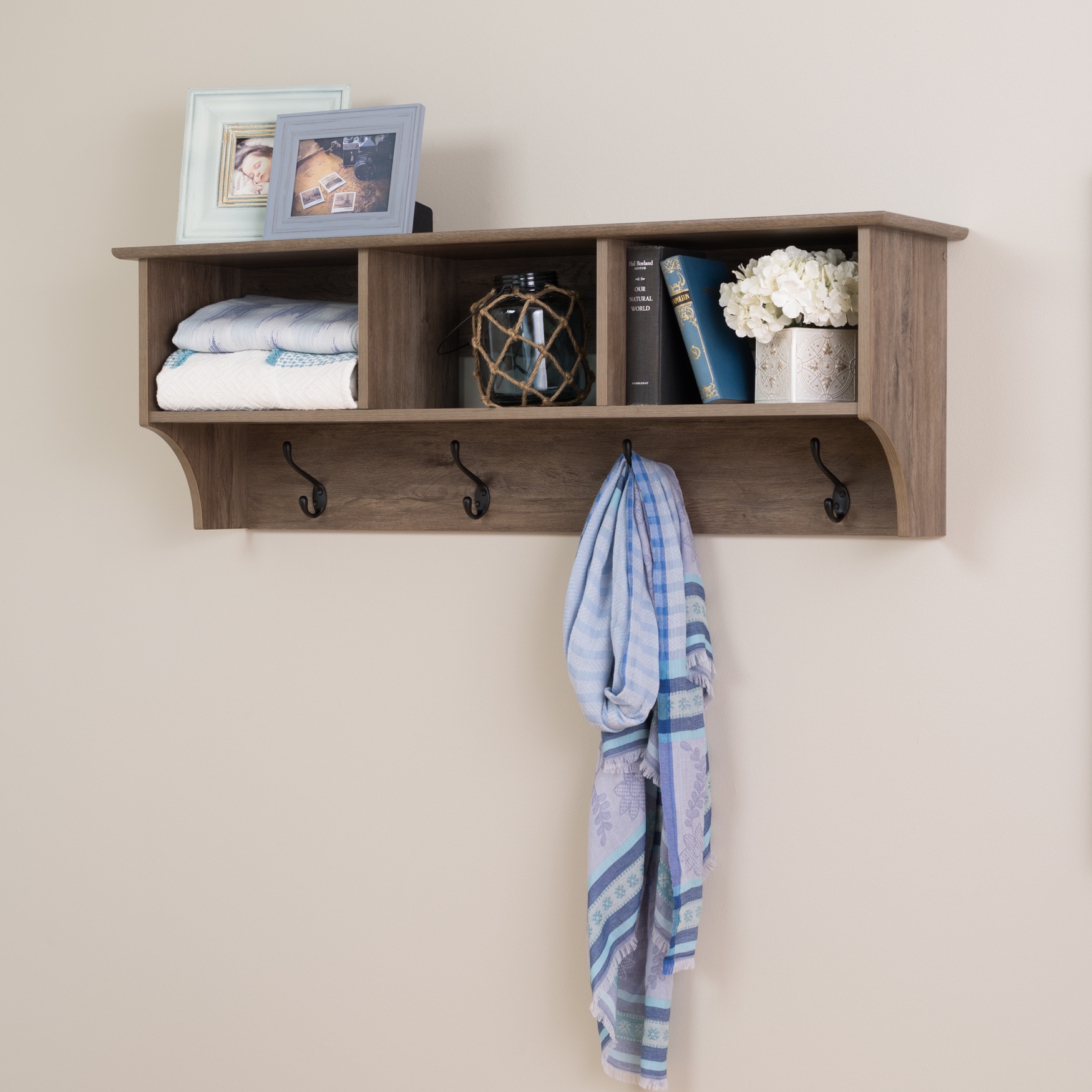 48&quot; Wide Hanging Entryway Shelf, Drifted Gray, GRAY