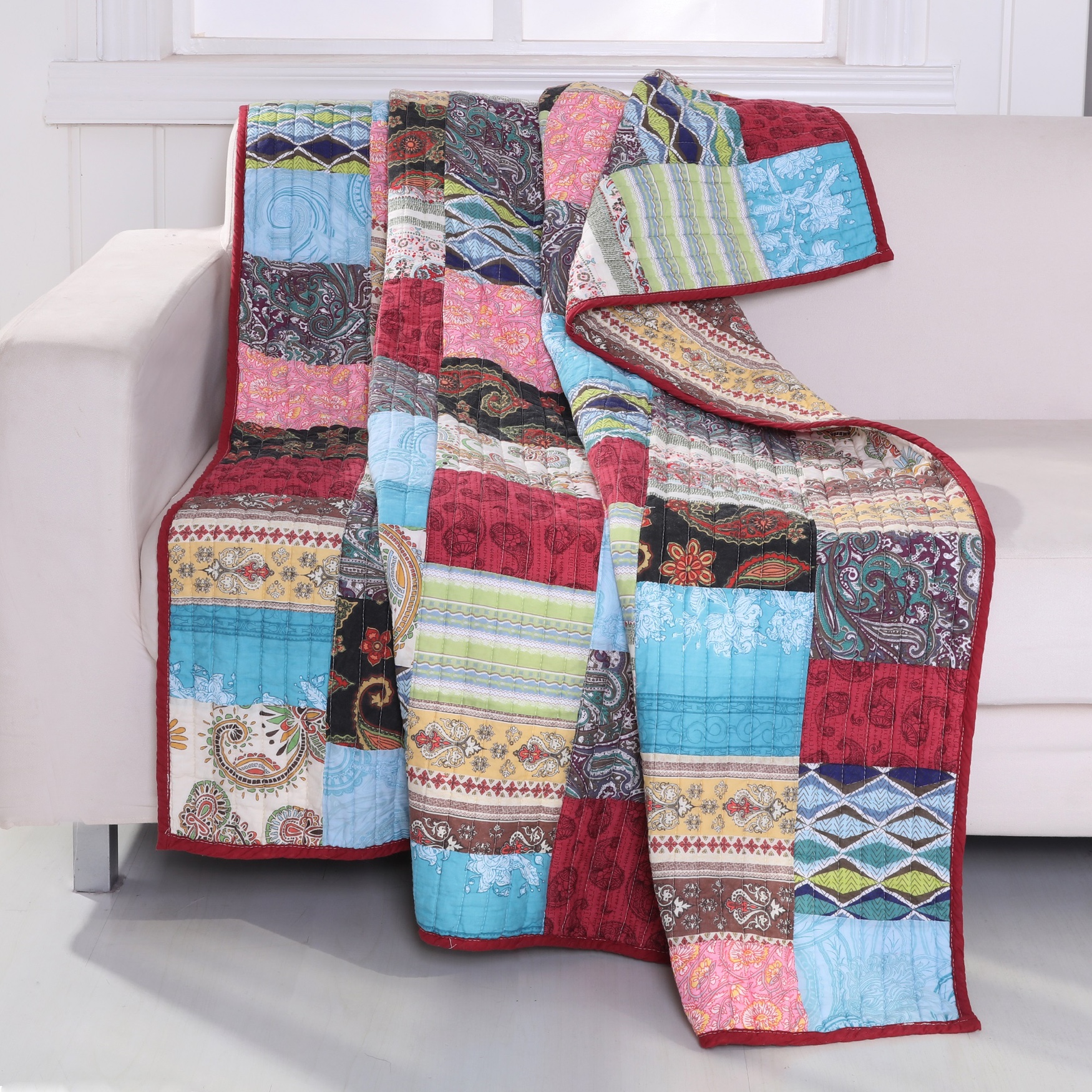 Bohemian Dream Quilted Patchwork Throw Blanket, MULTI