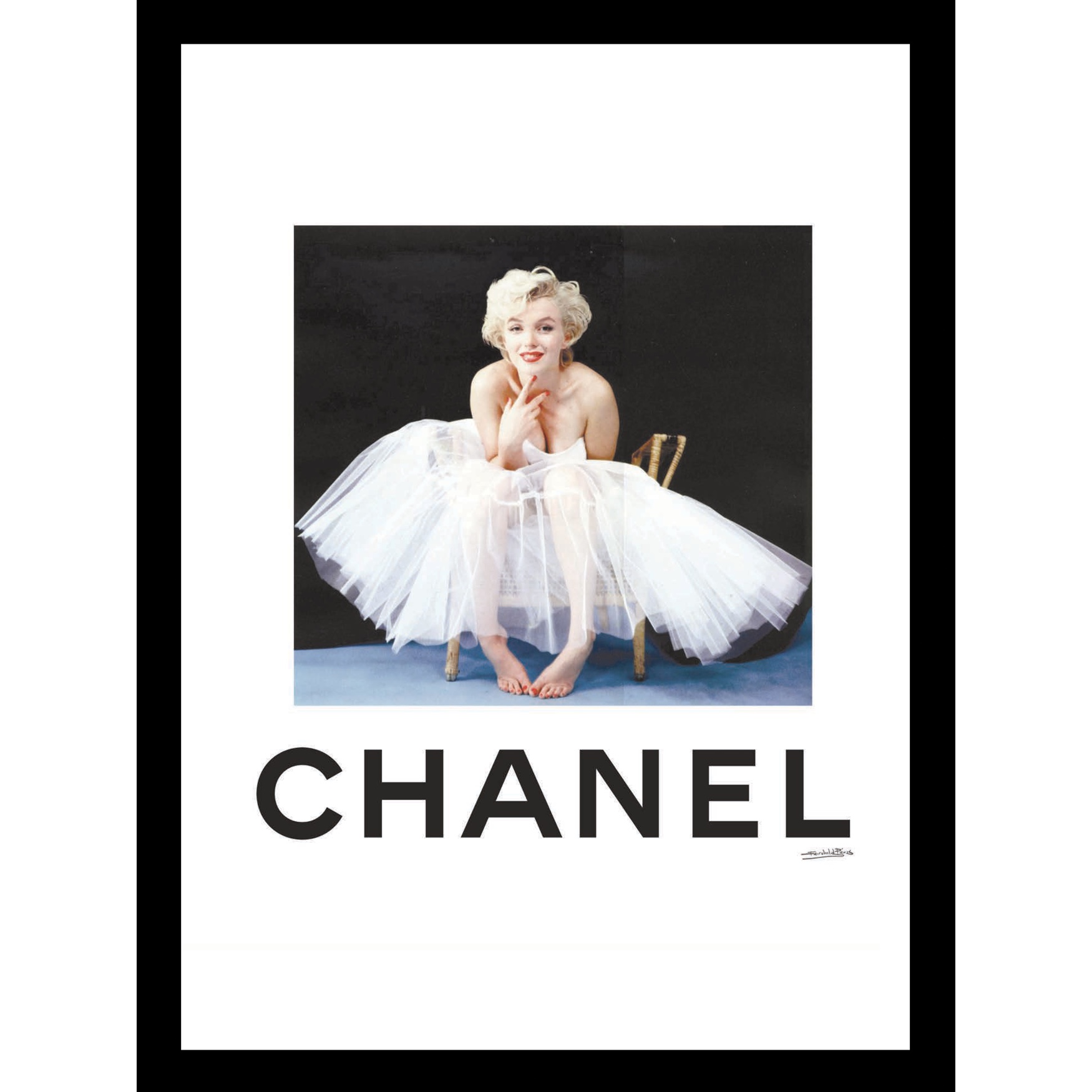 Chanel Marilyn Monroe Tutu 14x18 Framed Print, WHITE BLACK
