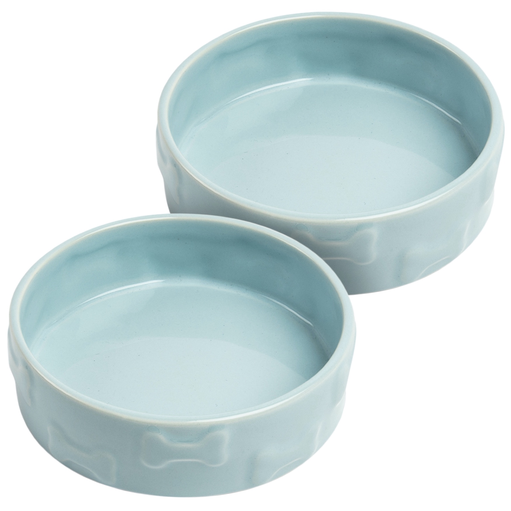 Set Of Two Manor Blue Medium Pet Dog Bowls, BLUE