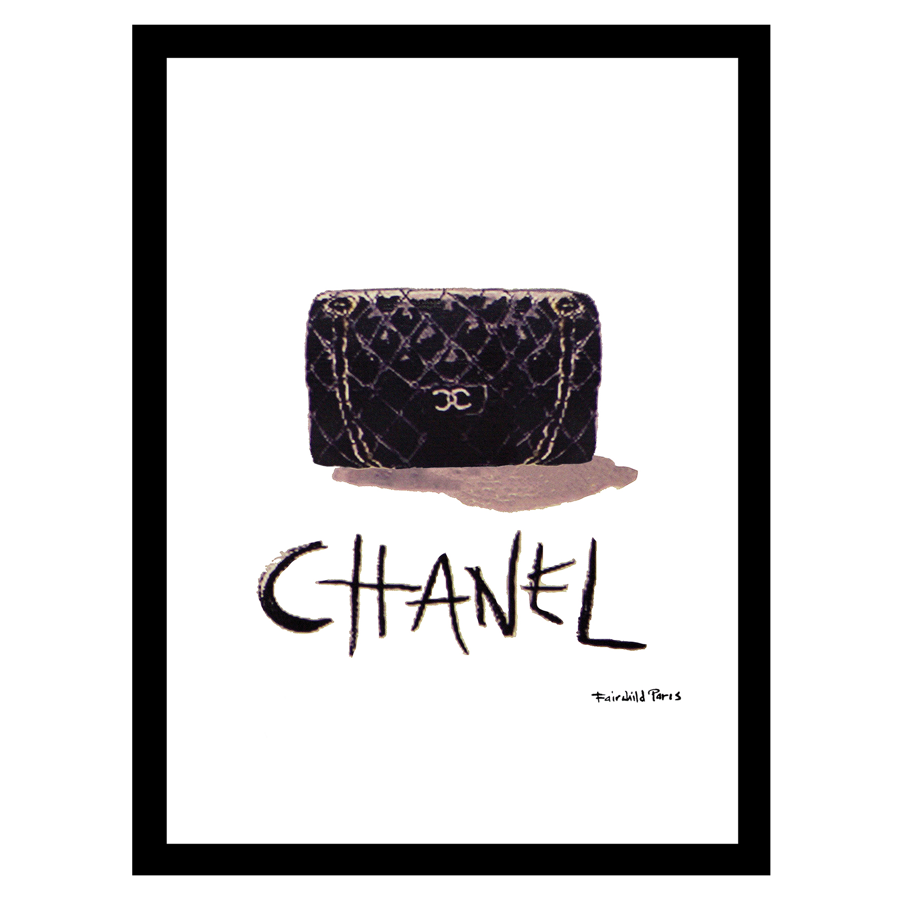 Chanel Classic Bag - Black / White - 14x18 Framed Print, BLACK WHITE