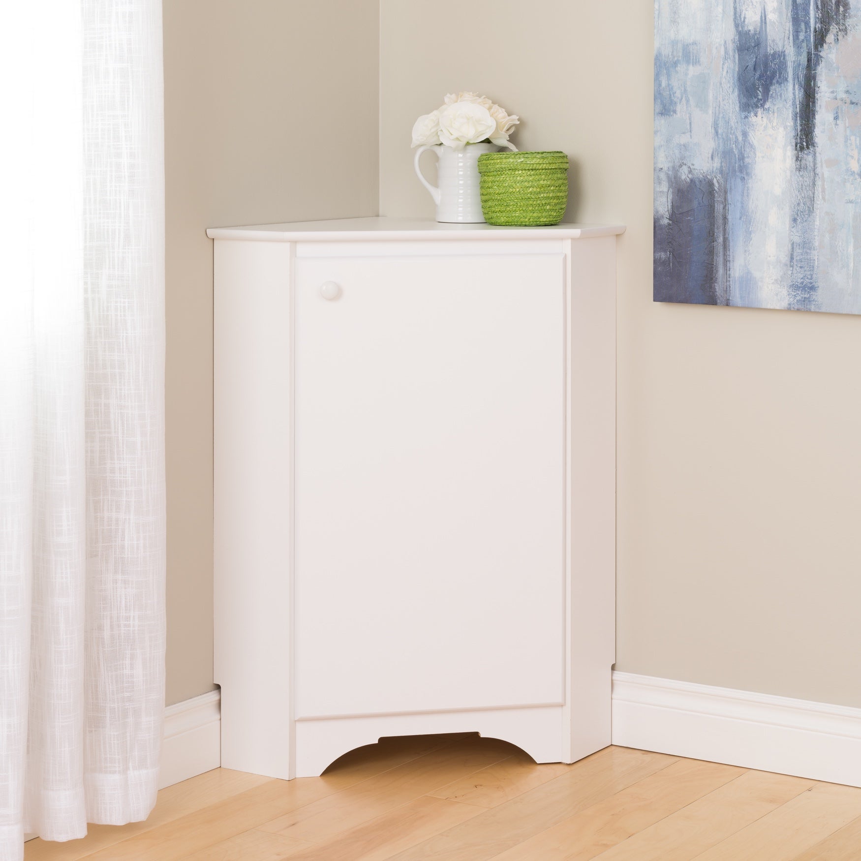white corner toy storage