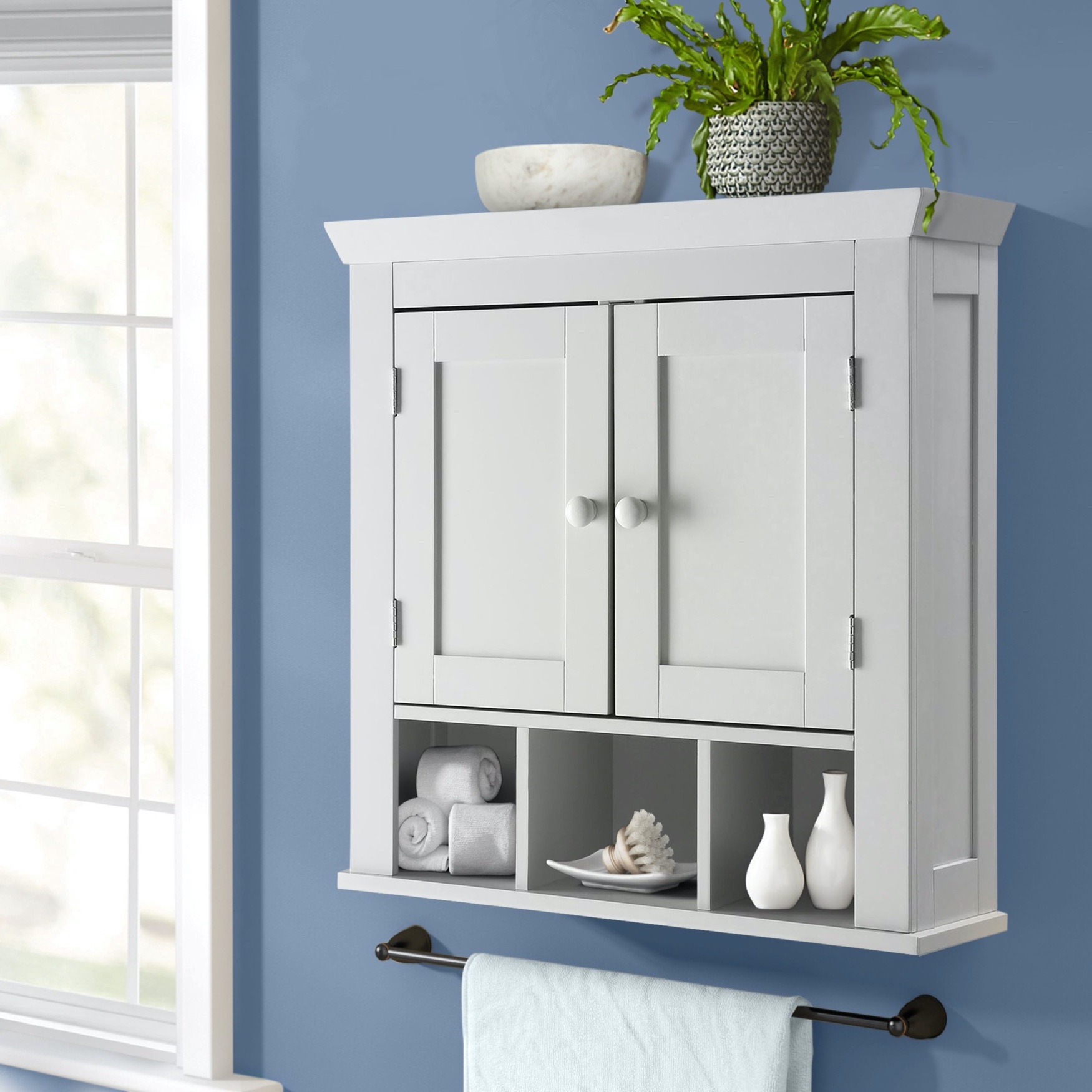 Rancho Wall Cabinet, White, WHITE