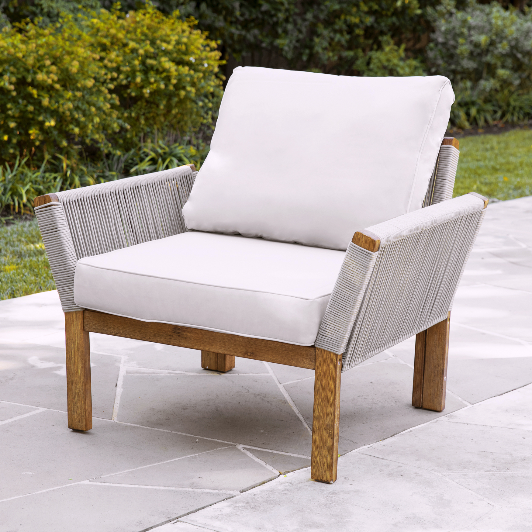 Brendina Outdoor Armchair w/ Cushions, NATURAL