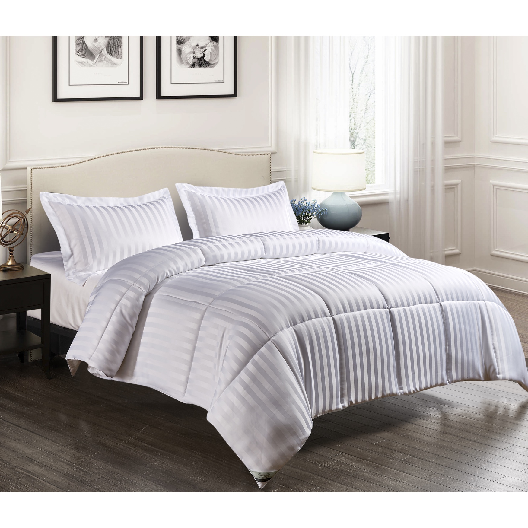 Kathy Ireland 3-Pc Reversible Down Alternative Comforter, White Beding, 