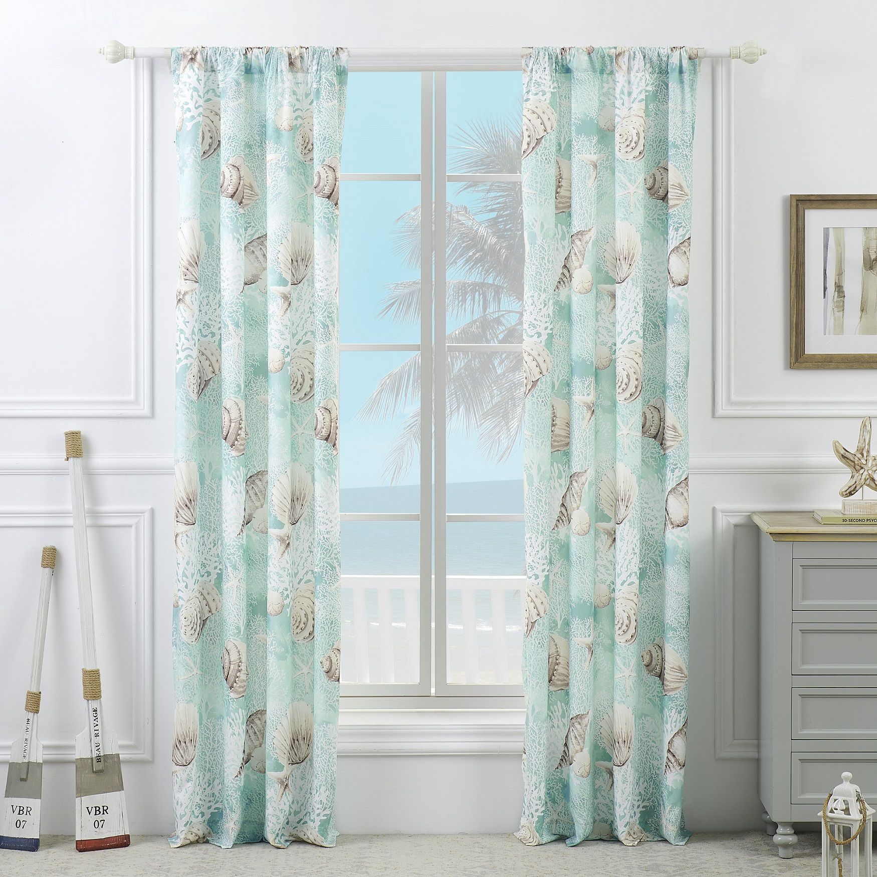 Ocean Turquoise Curtain Panel Pair, TURQUOISE
