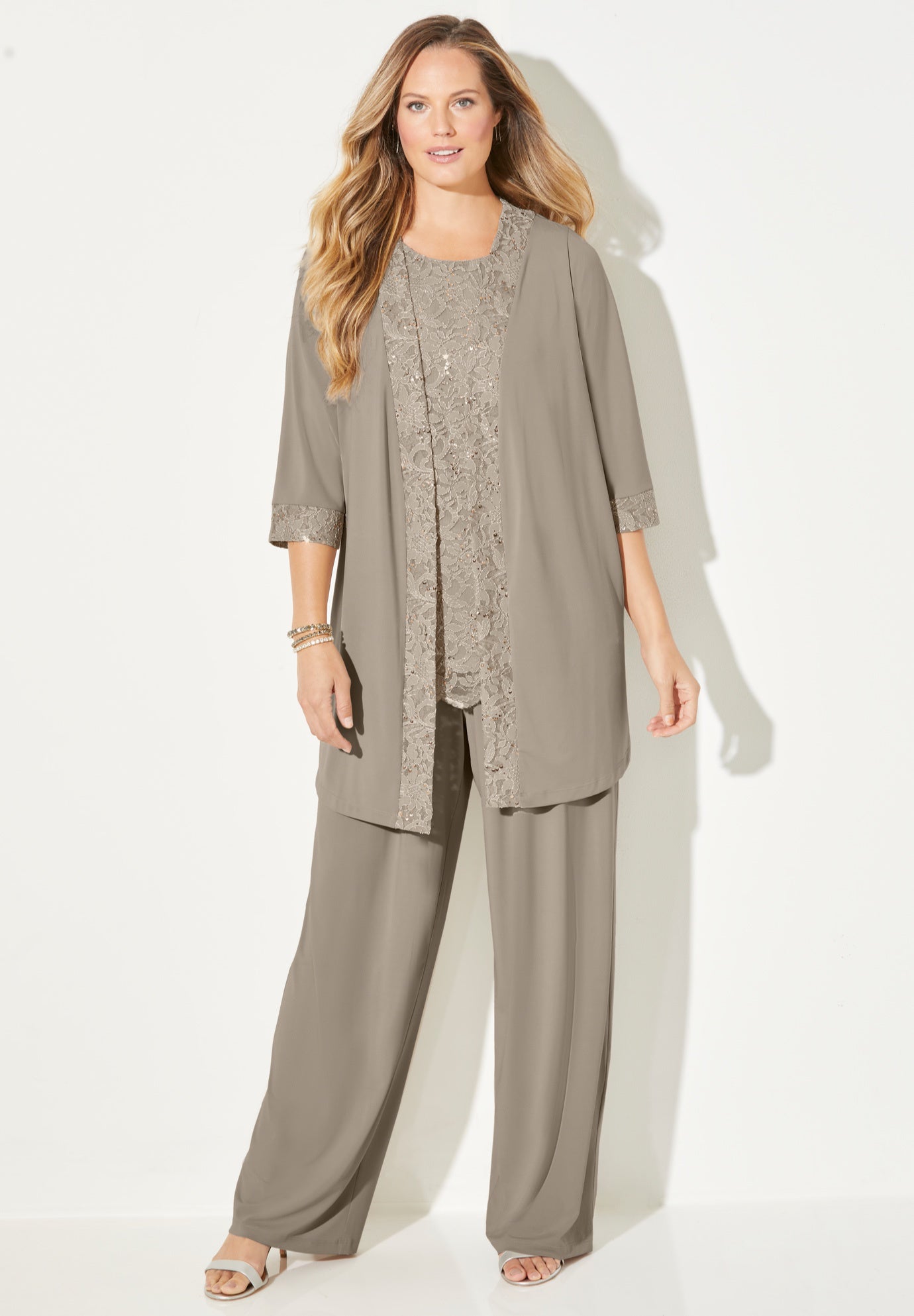 3 Piece Lace Gala Pant Suit King Size