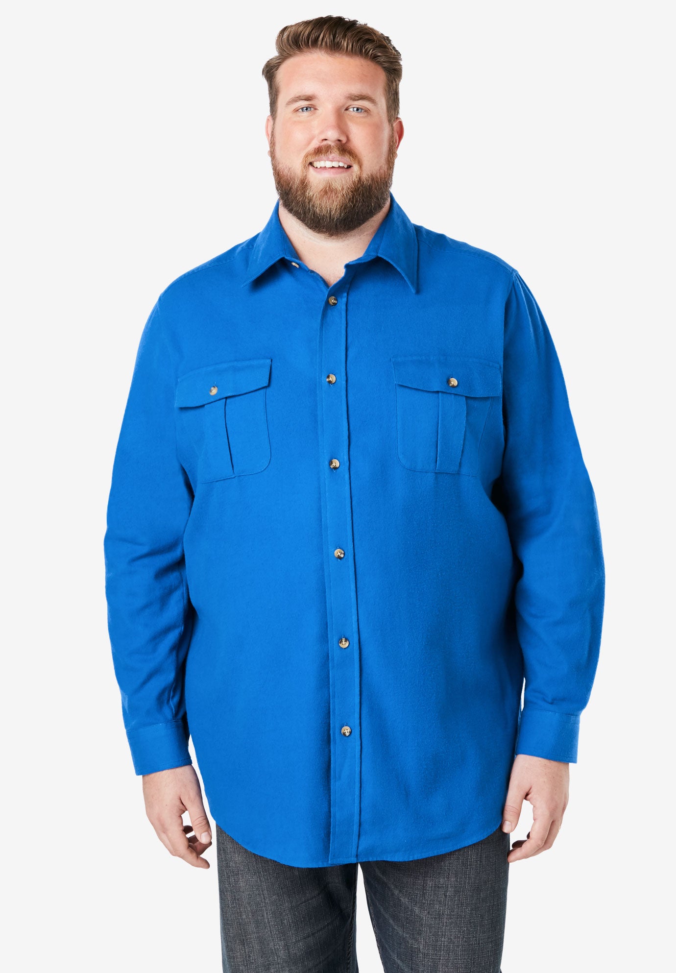 Solid DoubleBrushed Flannel Shirt King Size