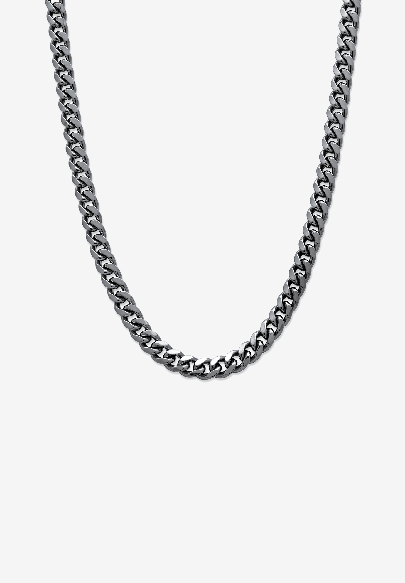 Men&apos;s Black Ruthenium Plated Curb Link Chain Necklace (10.5mm), 24 inches, BLACK