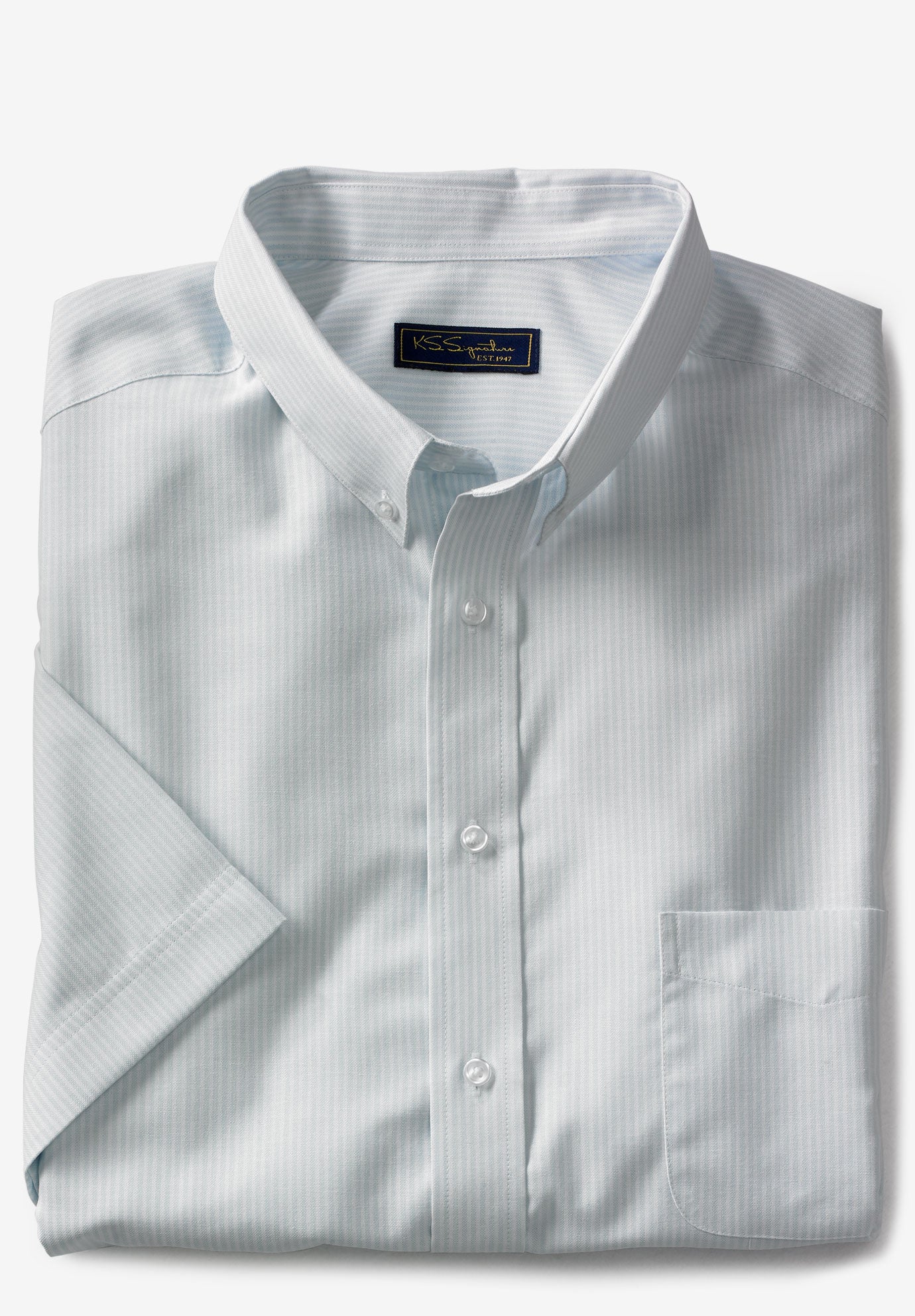 Ks Signature Wrinkle Resistant Short Sleeve Oxford Dress Shirt