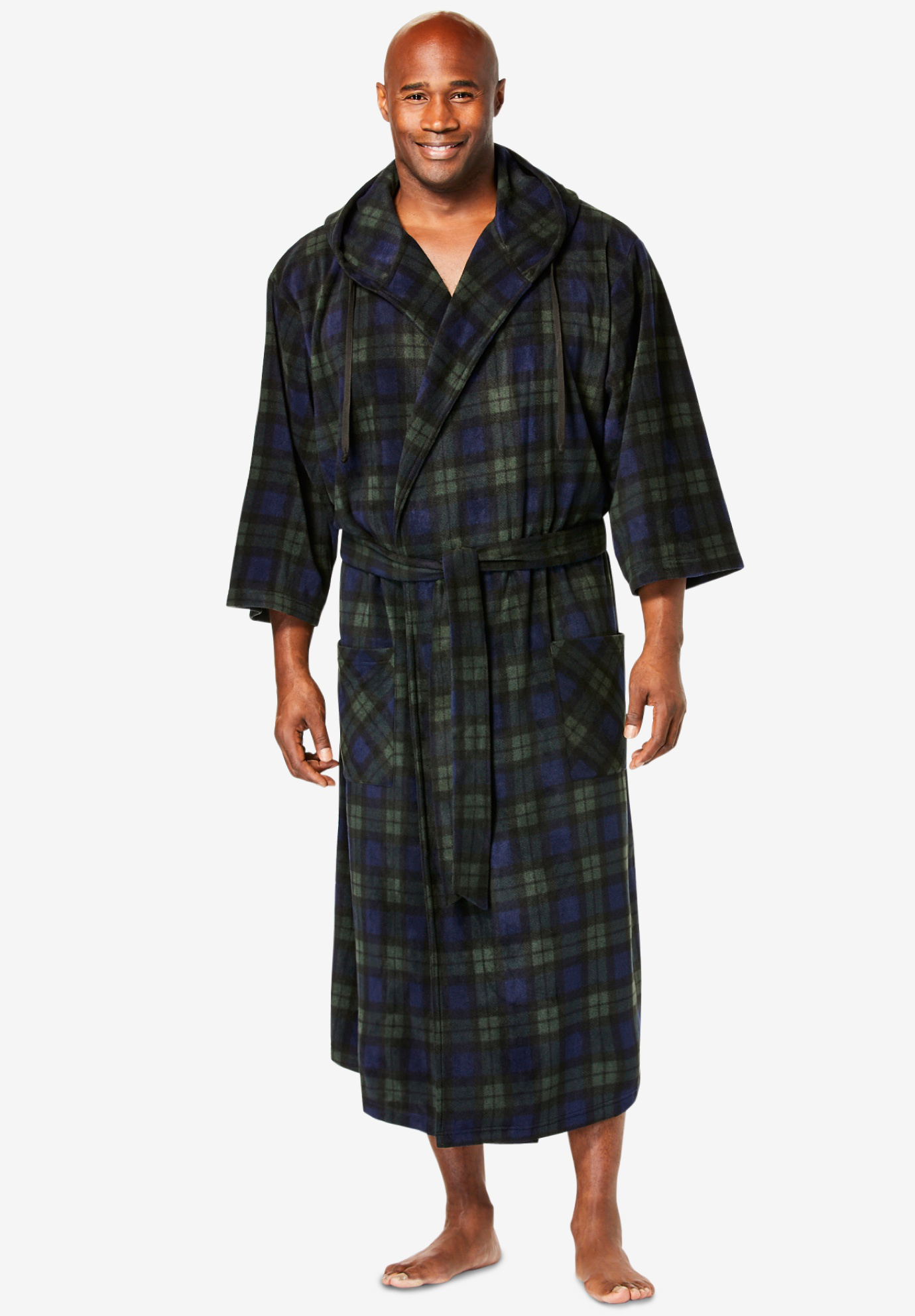 Hooded Microfleece Maxi Robe with Front Pockets, 