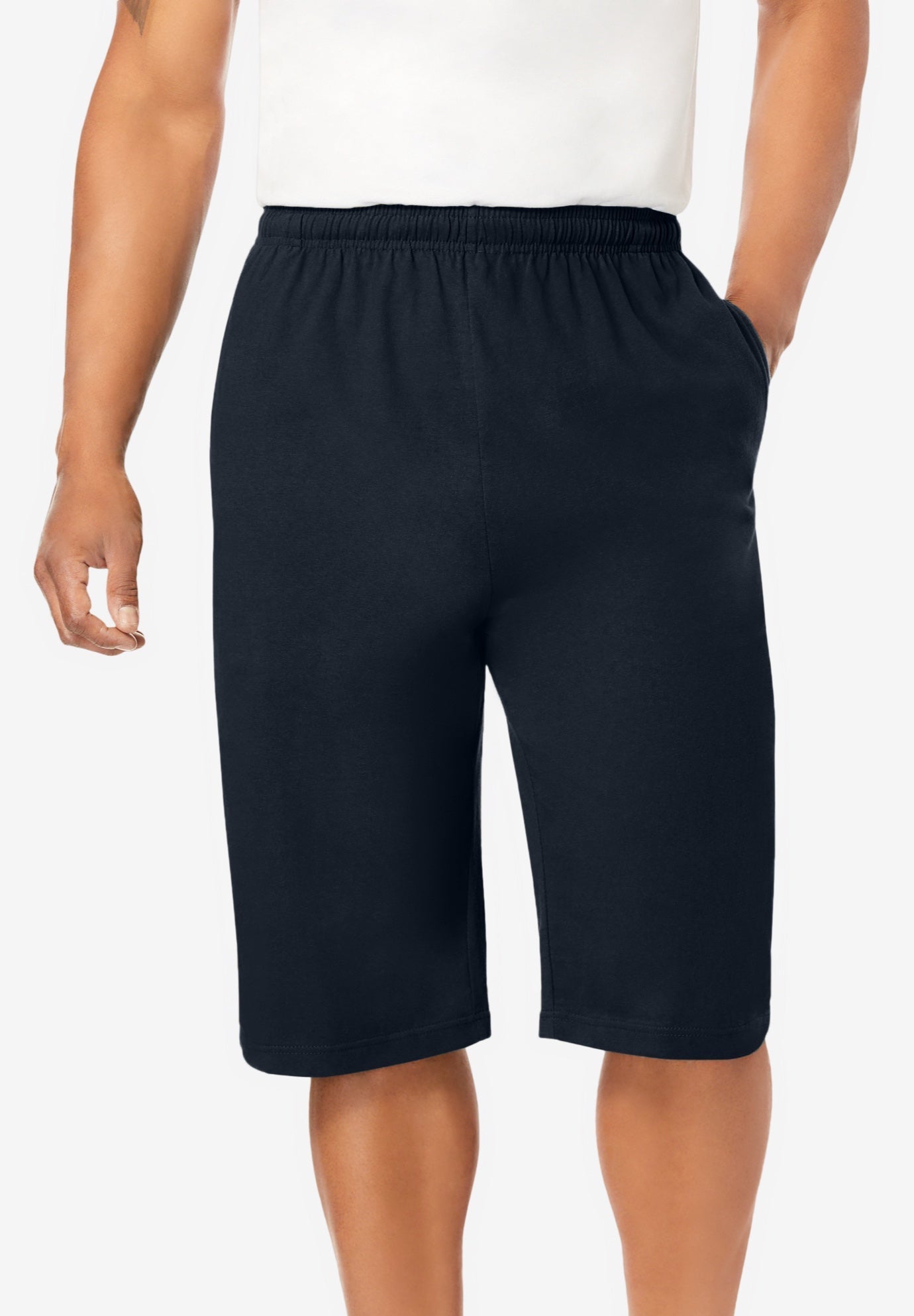 Extra Long Jersey Shorts with Pockets, Black | King Size