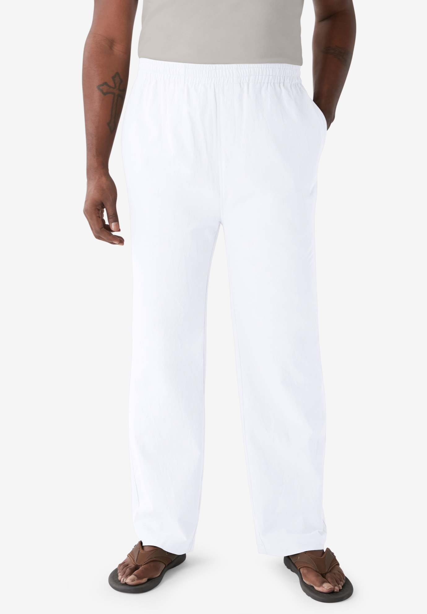 Elastic Waist Gauze Cotton Pants | King Size