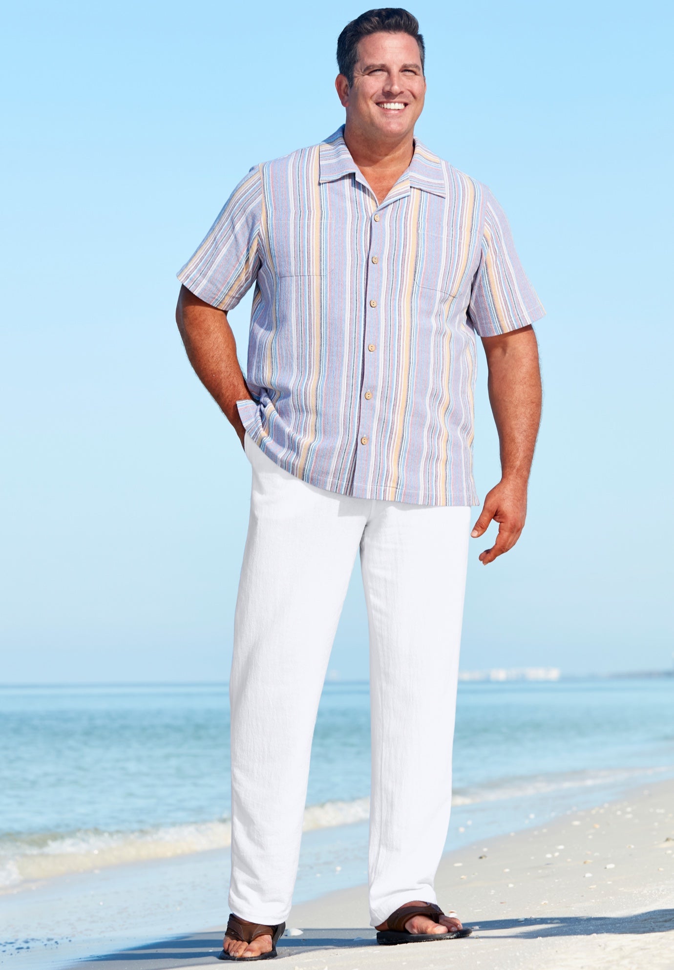 white elastic waist pants