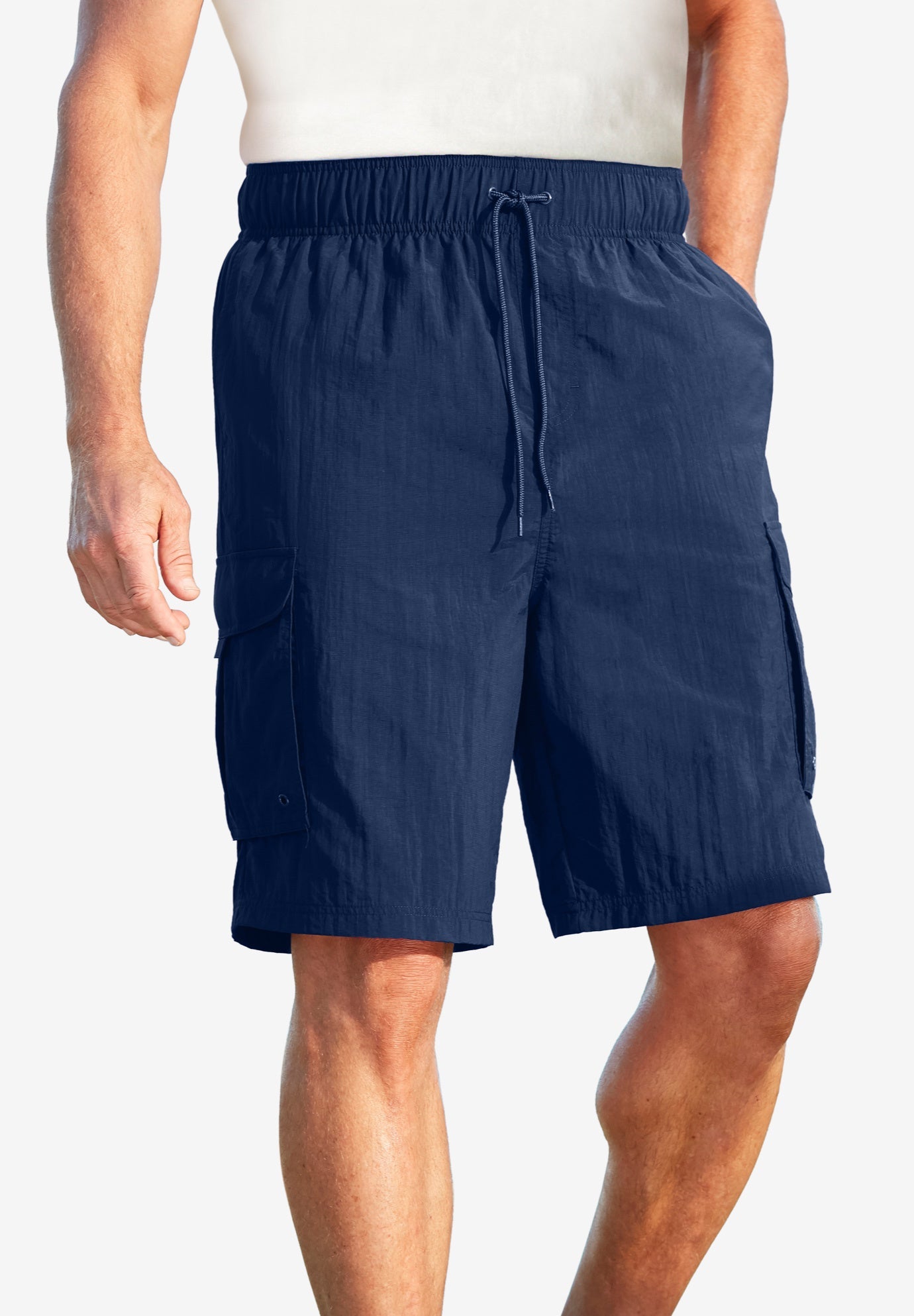 8" Cargo Swim Trunks with Mesh Lining, Navy King Size