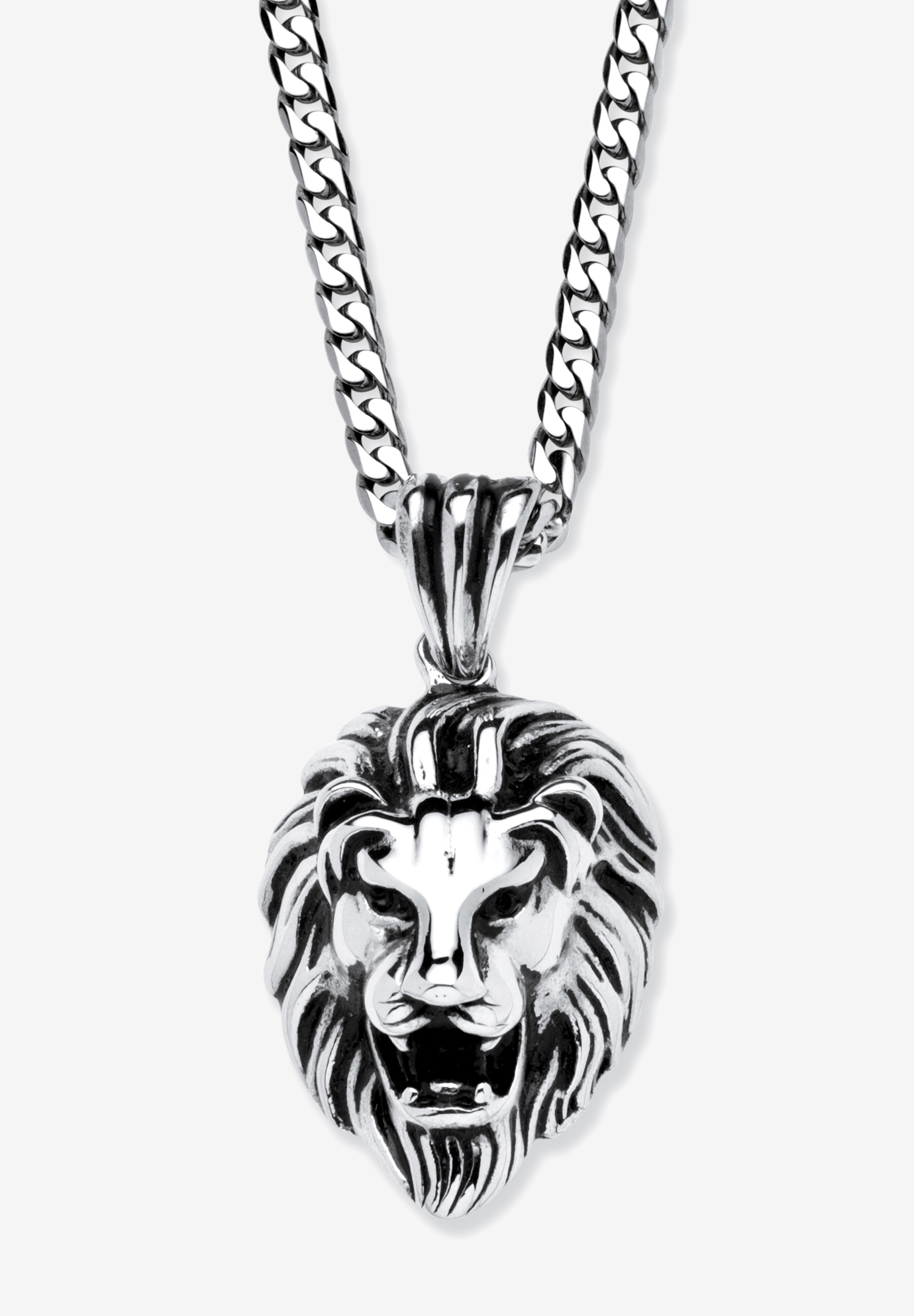 Lion&apos;s Head Pendant Necklace , STAINLESS STEEL