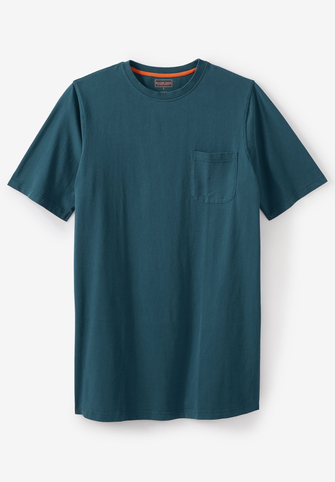 Boulder Creek® Heavyweight Longer-Length Pocket Crewneck T-Shirt| Big ...